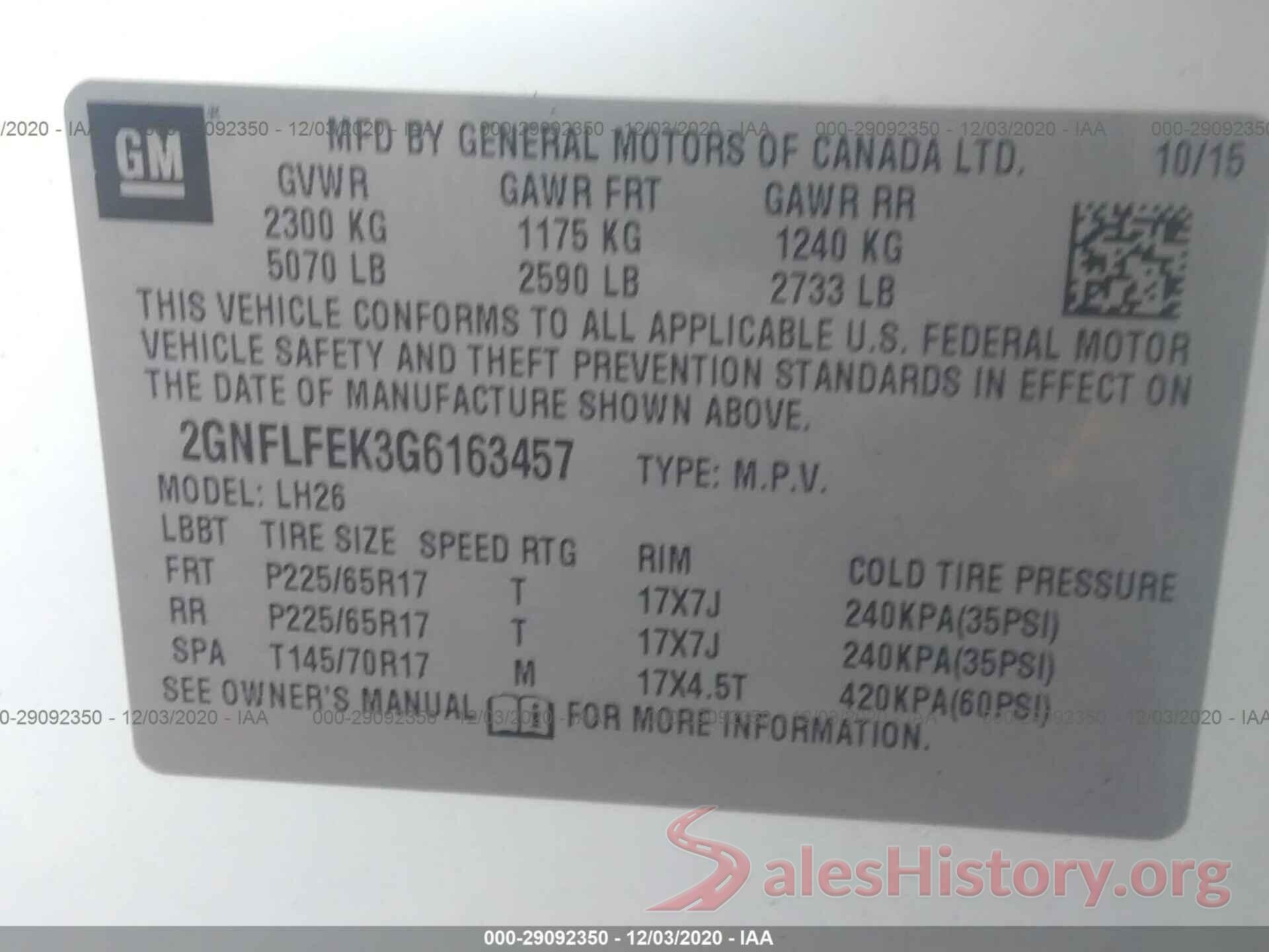 2GNFLFEK3G6163457 2016 CHEVROLET EQUINOX