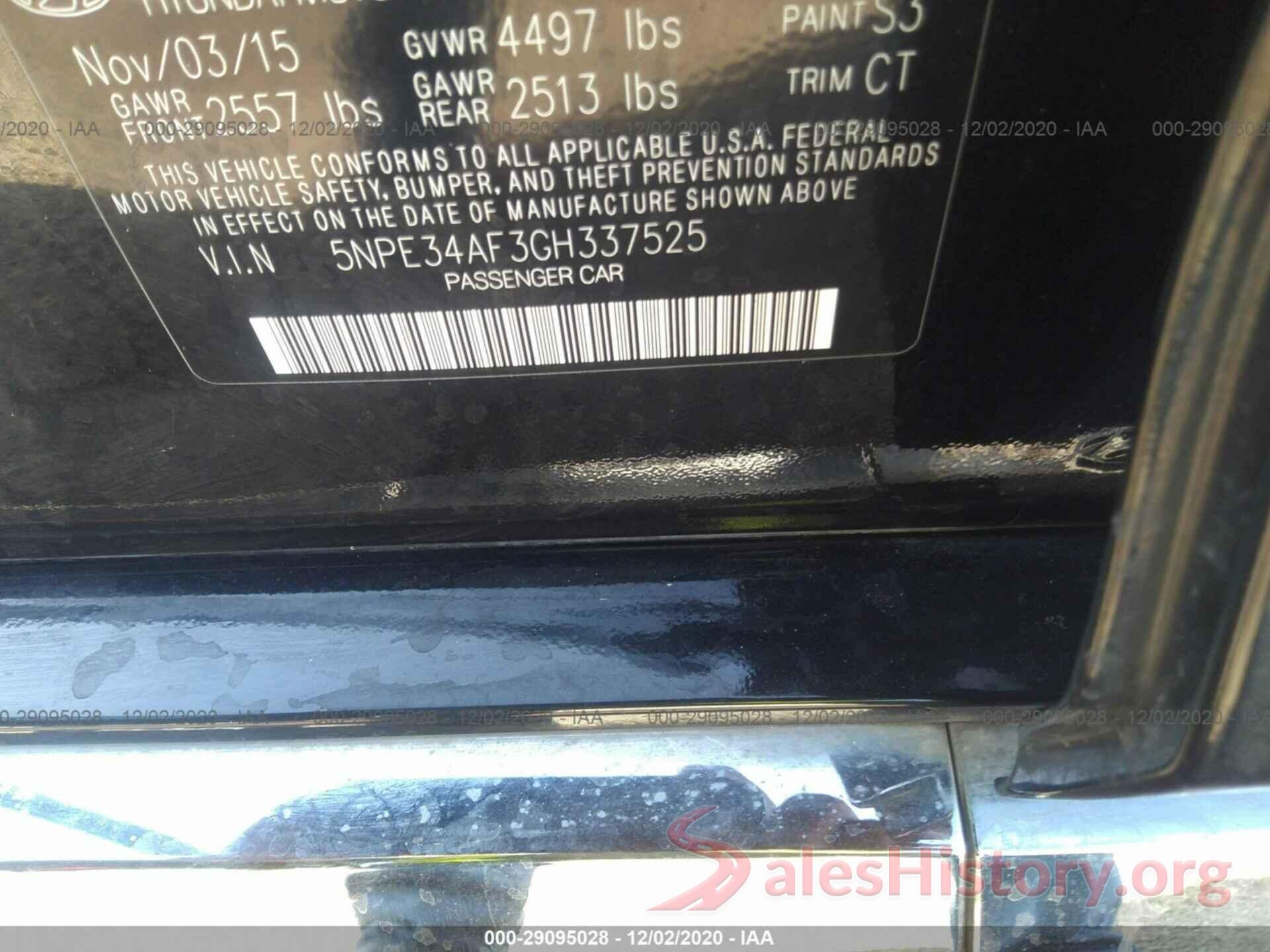 5NPE34AF3GH337525 2016 HYUNDAI SONATA