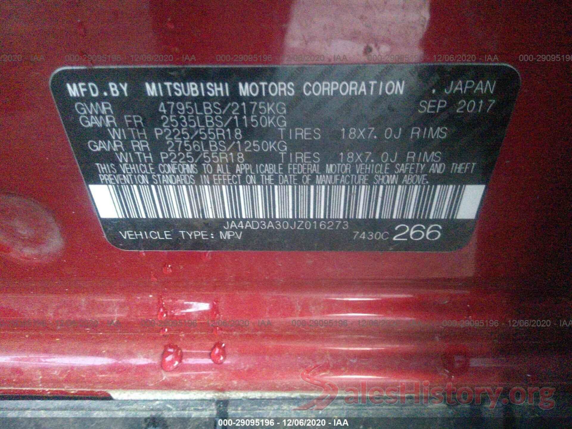 JA4AD3A30JZ016273 2018 MITSUBISHI OUTLANDER