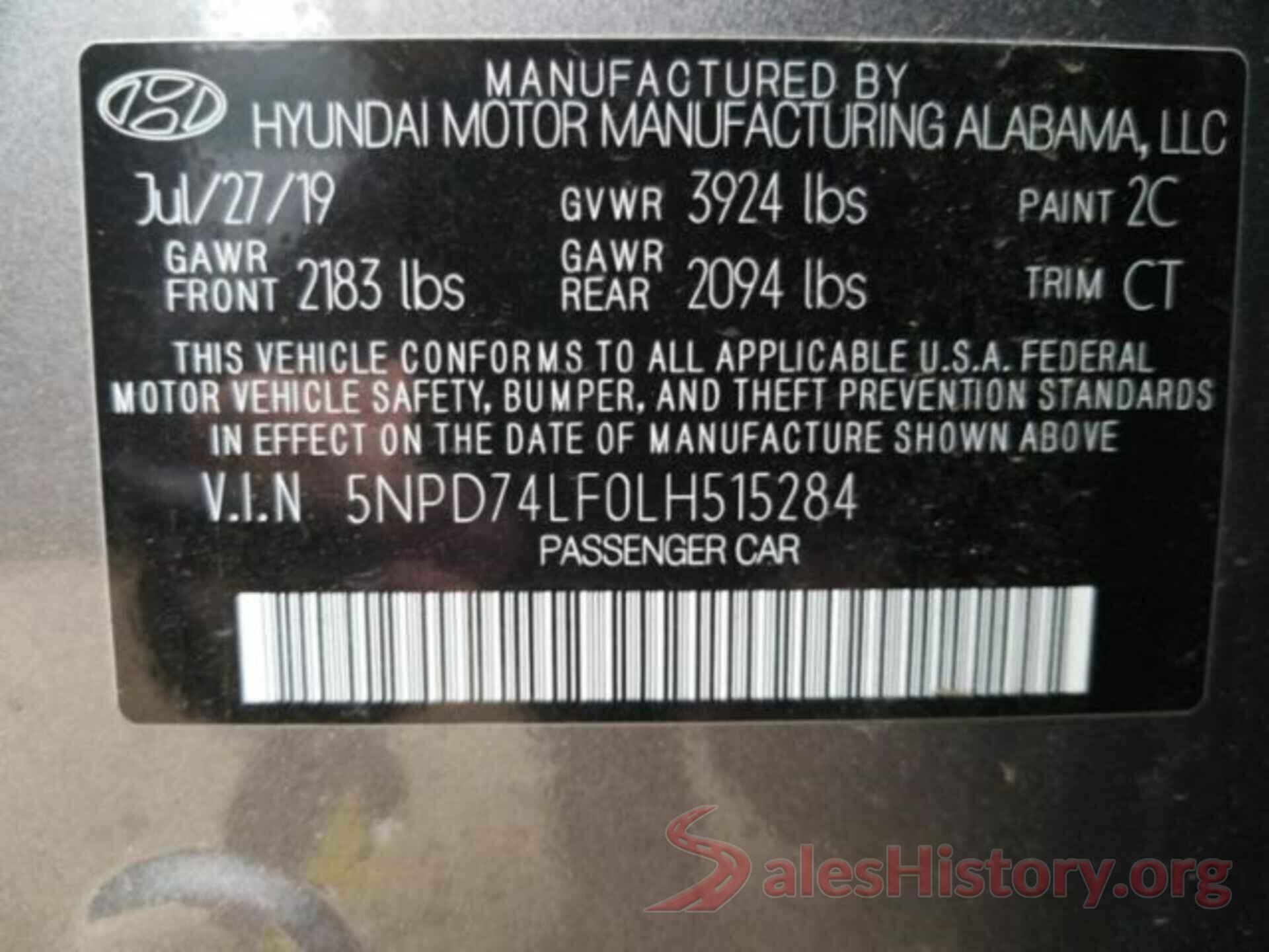 5NPD74LF0LH515284 2020 HYUNDAI ELANTRA