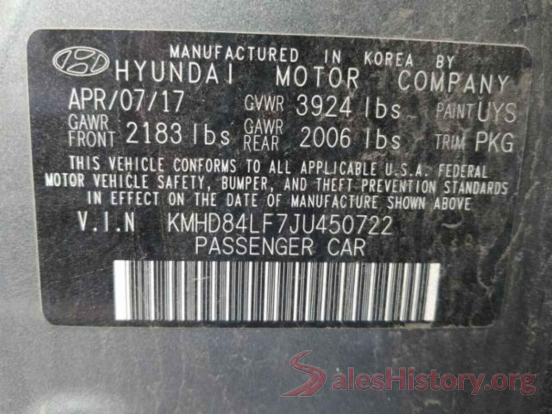 KMHD84LF7JU450722 2018 HYUNDAI ELANTRA