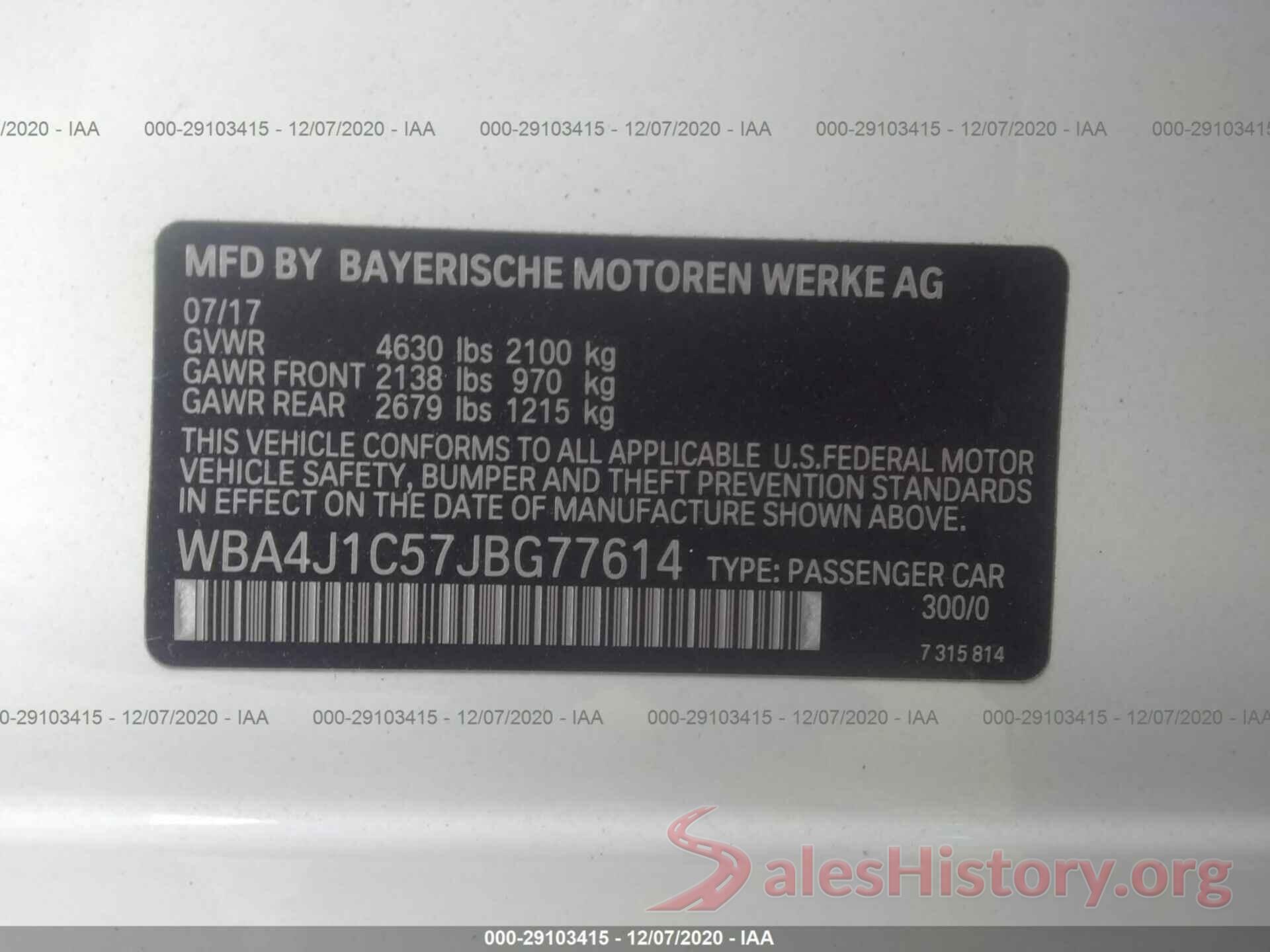 WBA4J1C57JBG77614 2018 BMW 4 SERIES