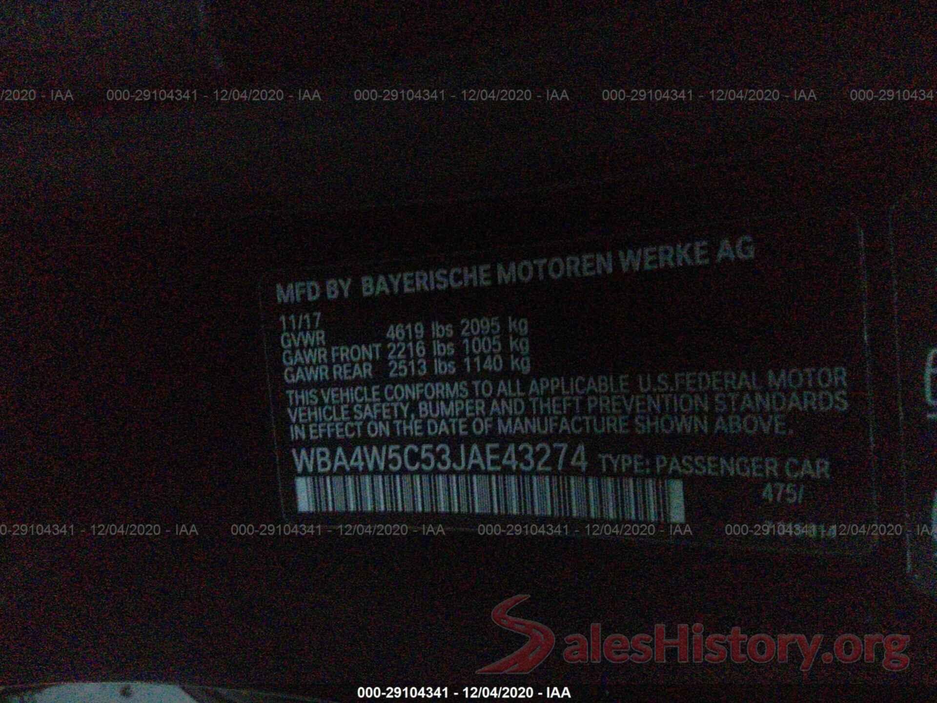 WBA4W5C53JAE43274 2018 BMW 4 SERIES