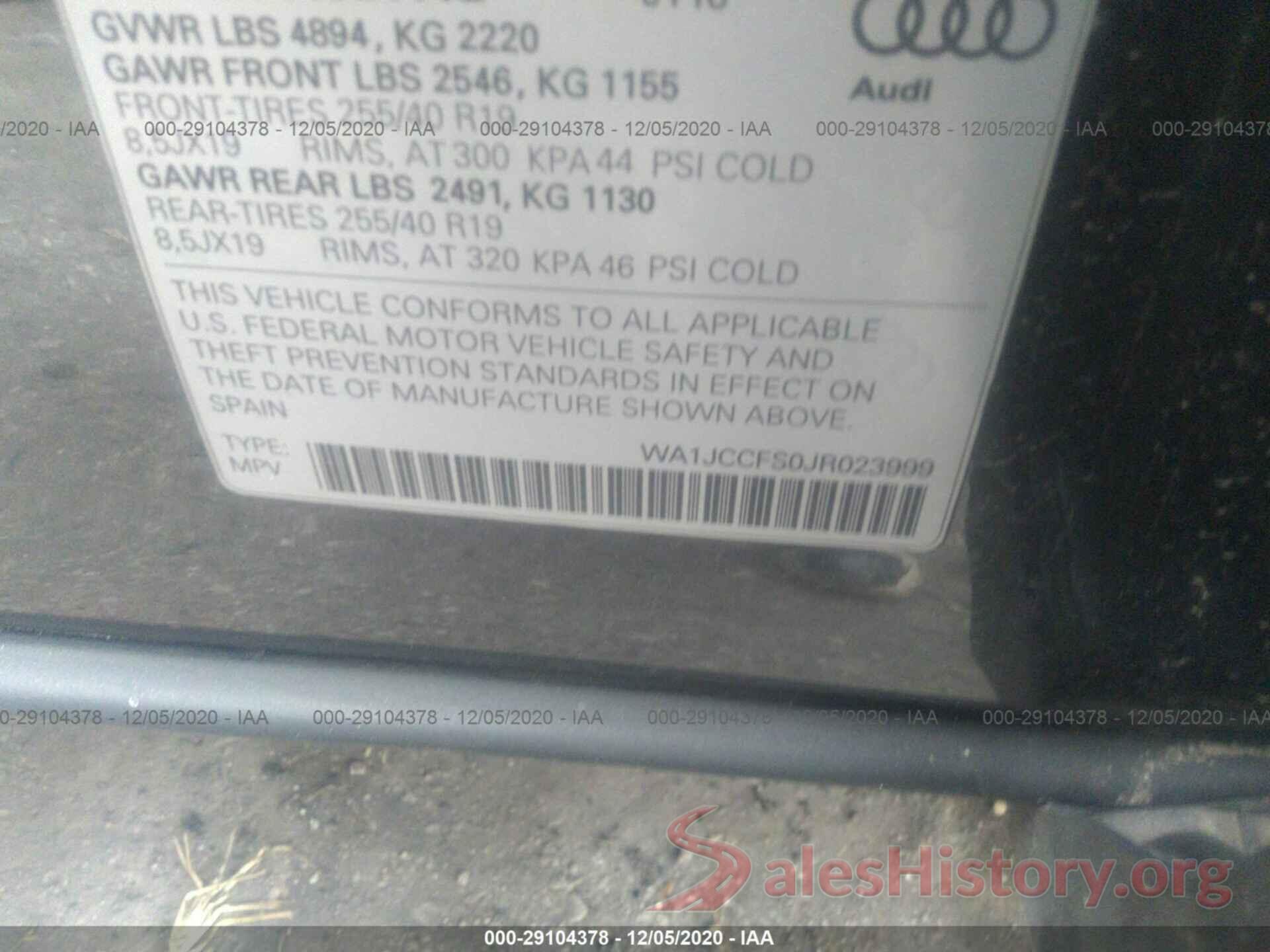 WA1JCCFS0JR023999 2018 AUDI Q3