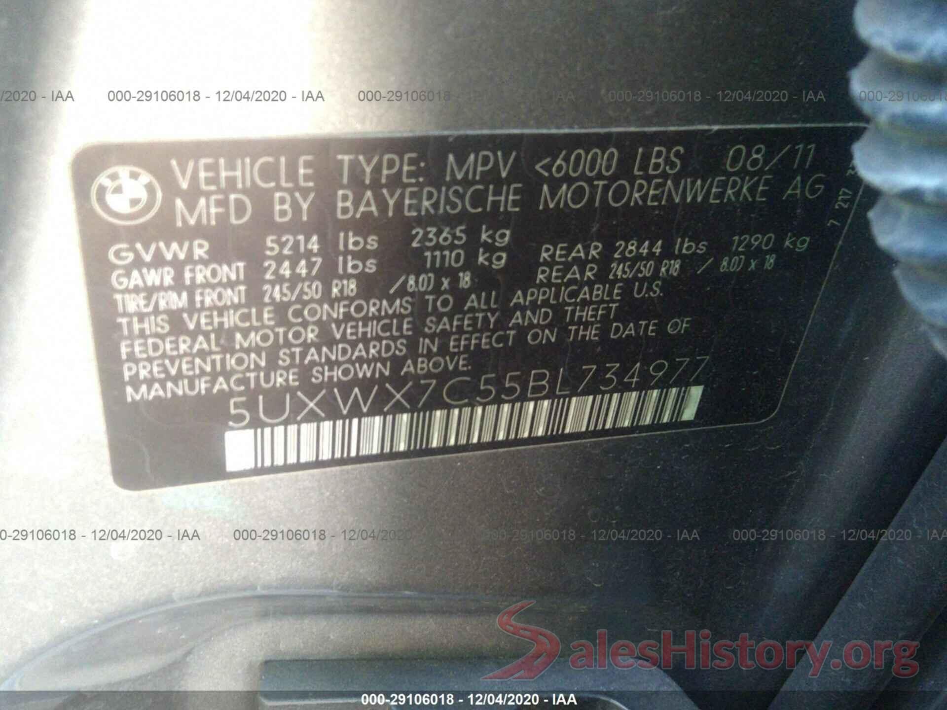 5UXWX7C55BL734977 2011 BMW X3