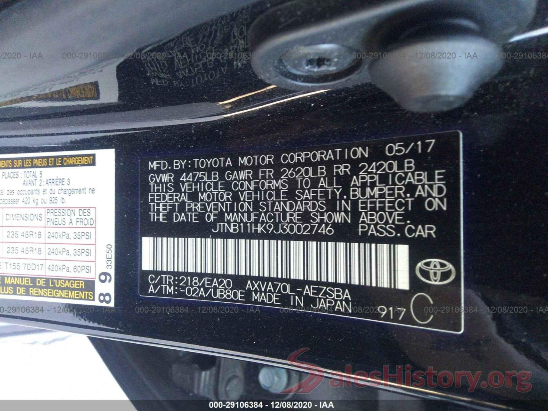 JTNB11HK9J3002746 2018 TOYOTA CAMRY