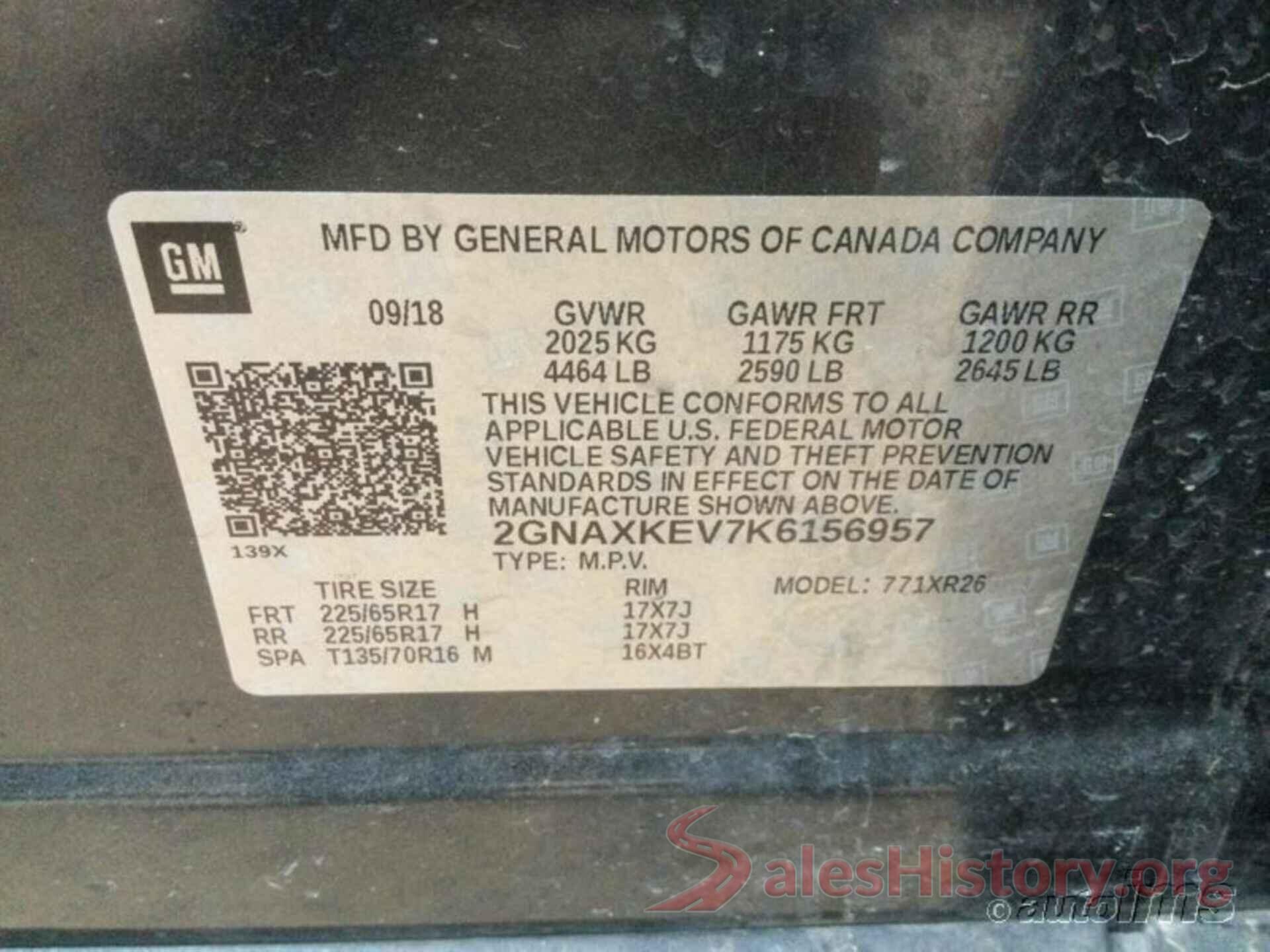 2GNAXKEV7K6156957 2019 CHEVROLET EQUINOX