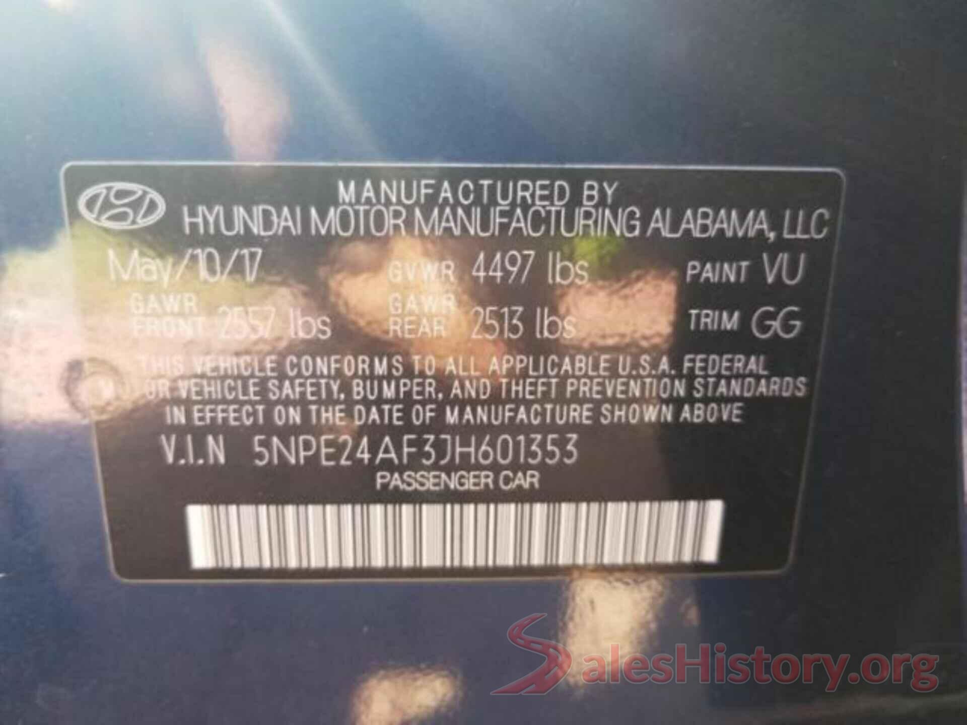 5NPE24AF3JH601353 2018 HYUNDAI SONATA