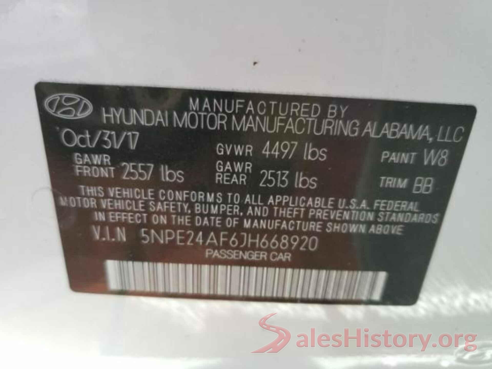 5NPE24AF6JH668920 2018 HYUNDAI SONATA