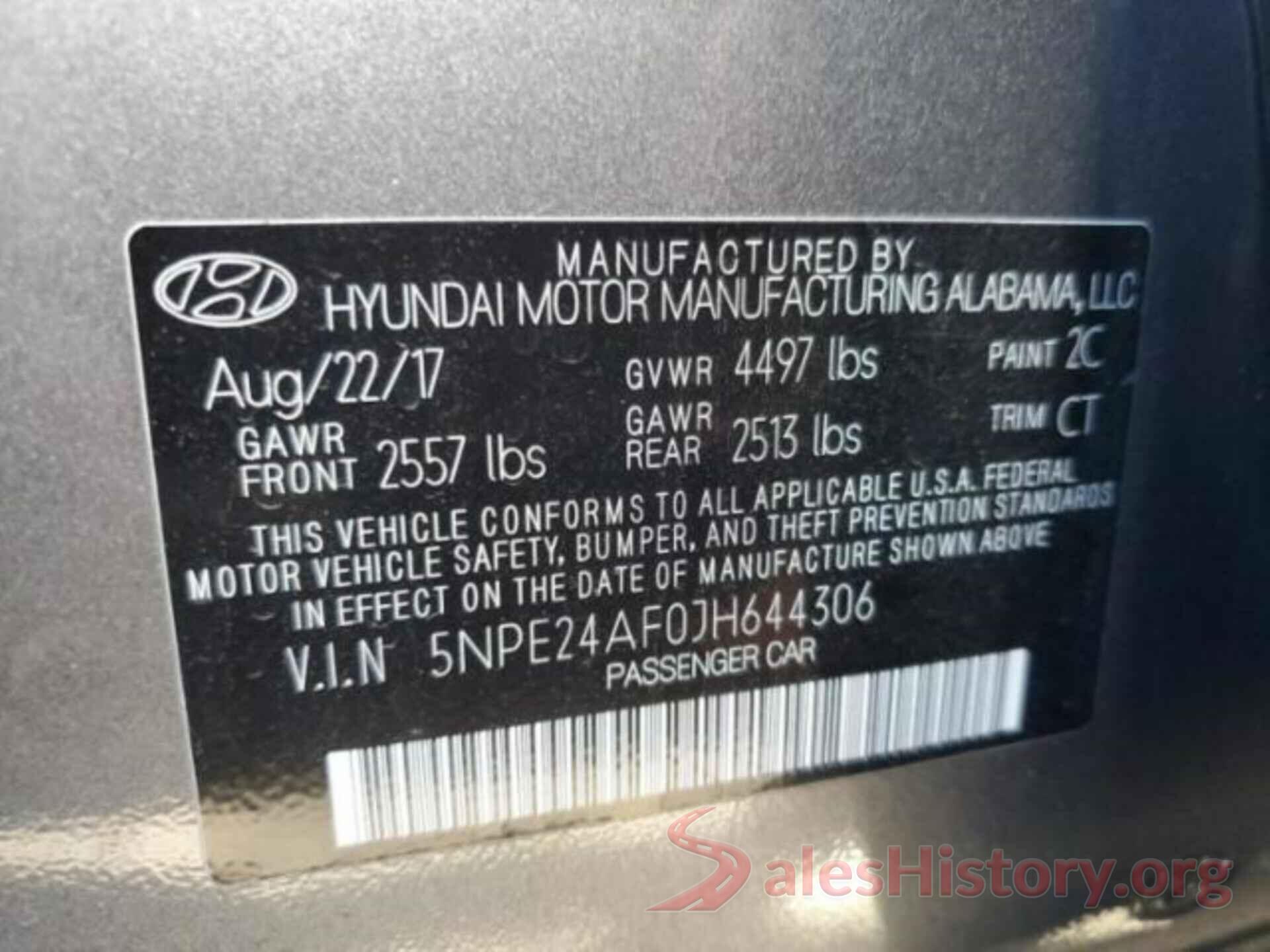 5NPE24AF0JH644306 2018 HYUNDAI SONATA