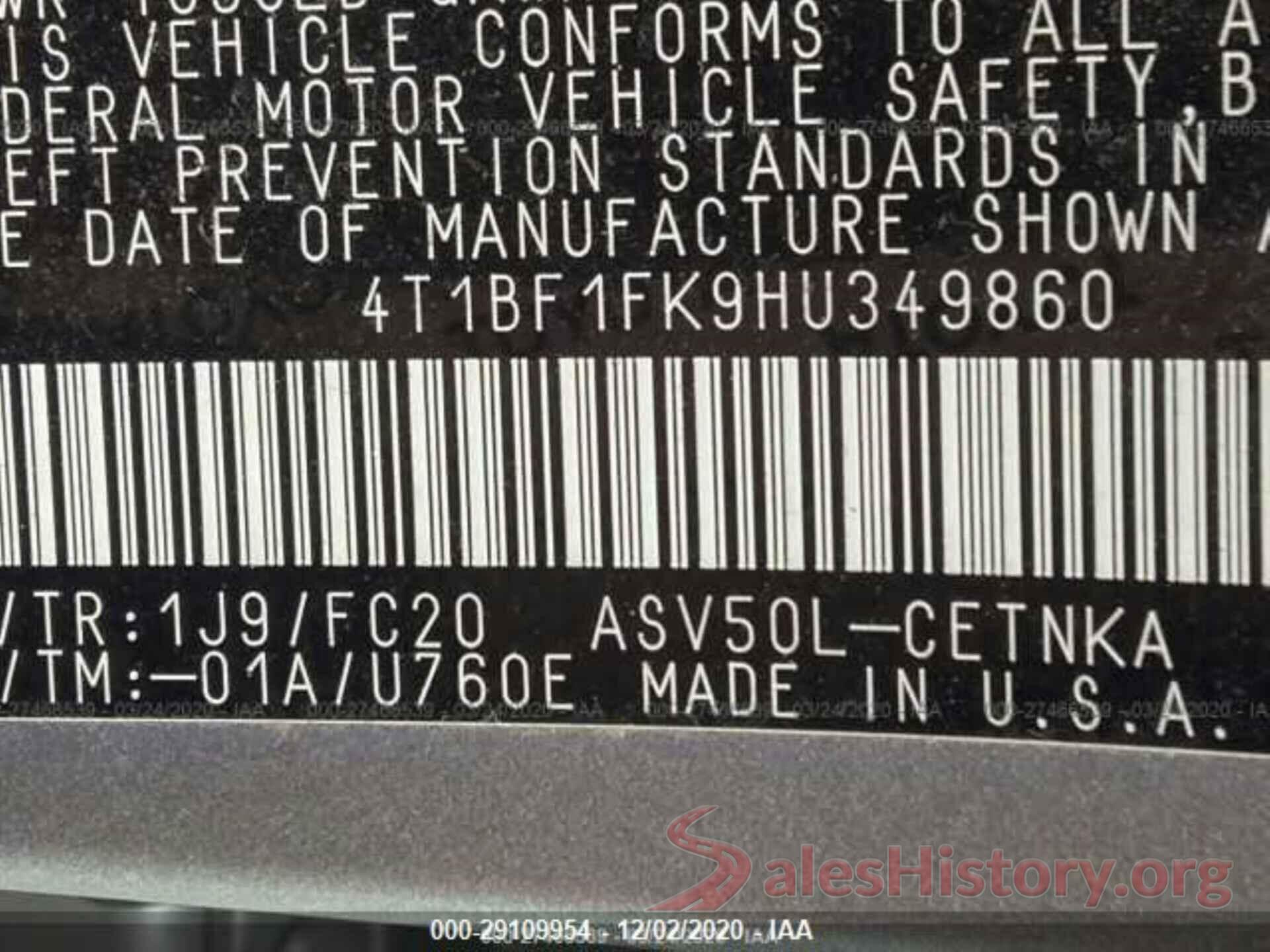 4T1BF1FK9HU349860 2017 TOYOTA CAMRY