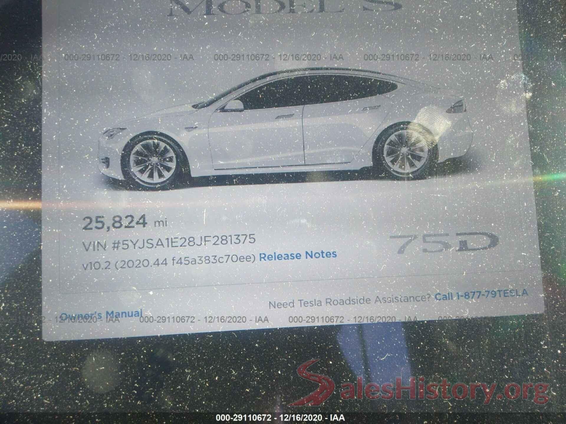 5YJSA1E28JF281375 2018 TESLA MODEL S