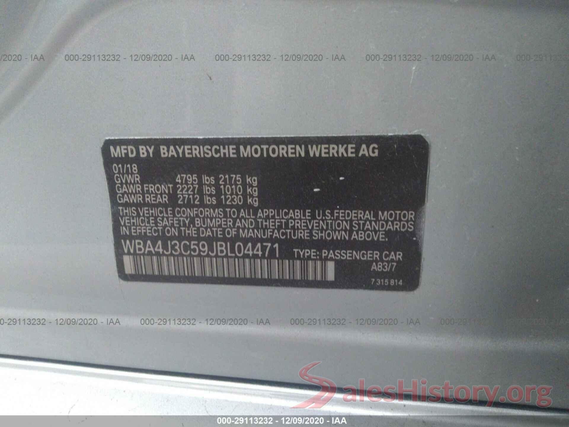 WBA4J3C59JBL04471 2018 BMW 4 SERIES