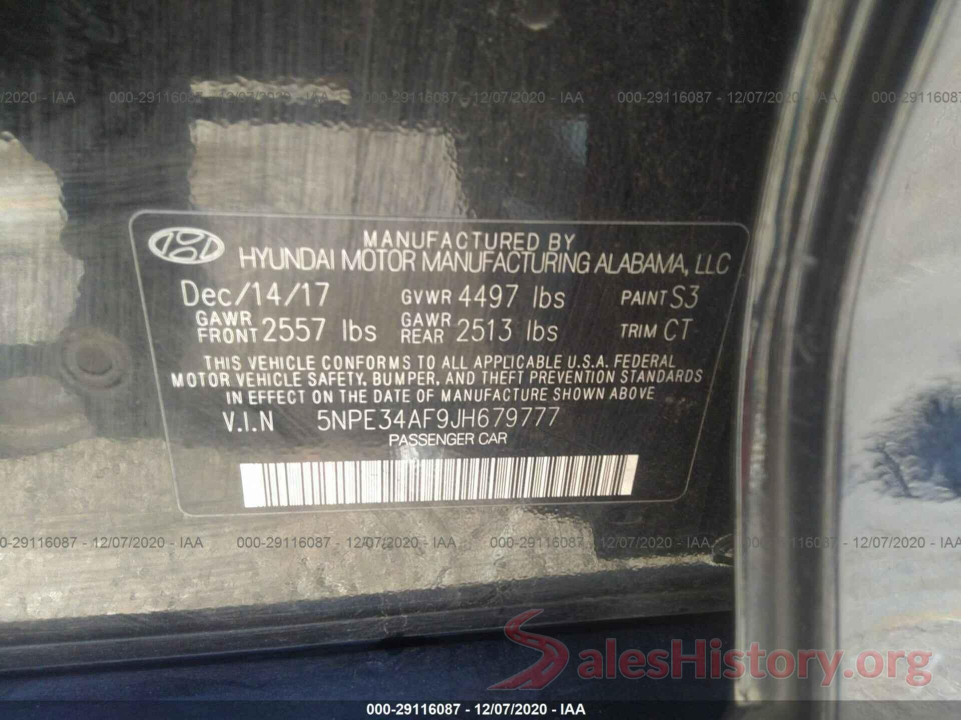 5NPE34AF9JH679777 2018 HYUNDAI SONATA