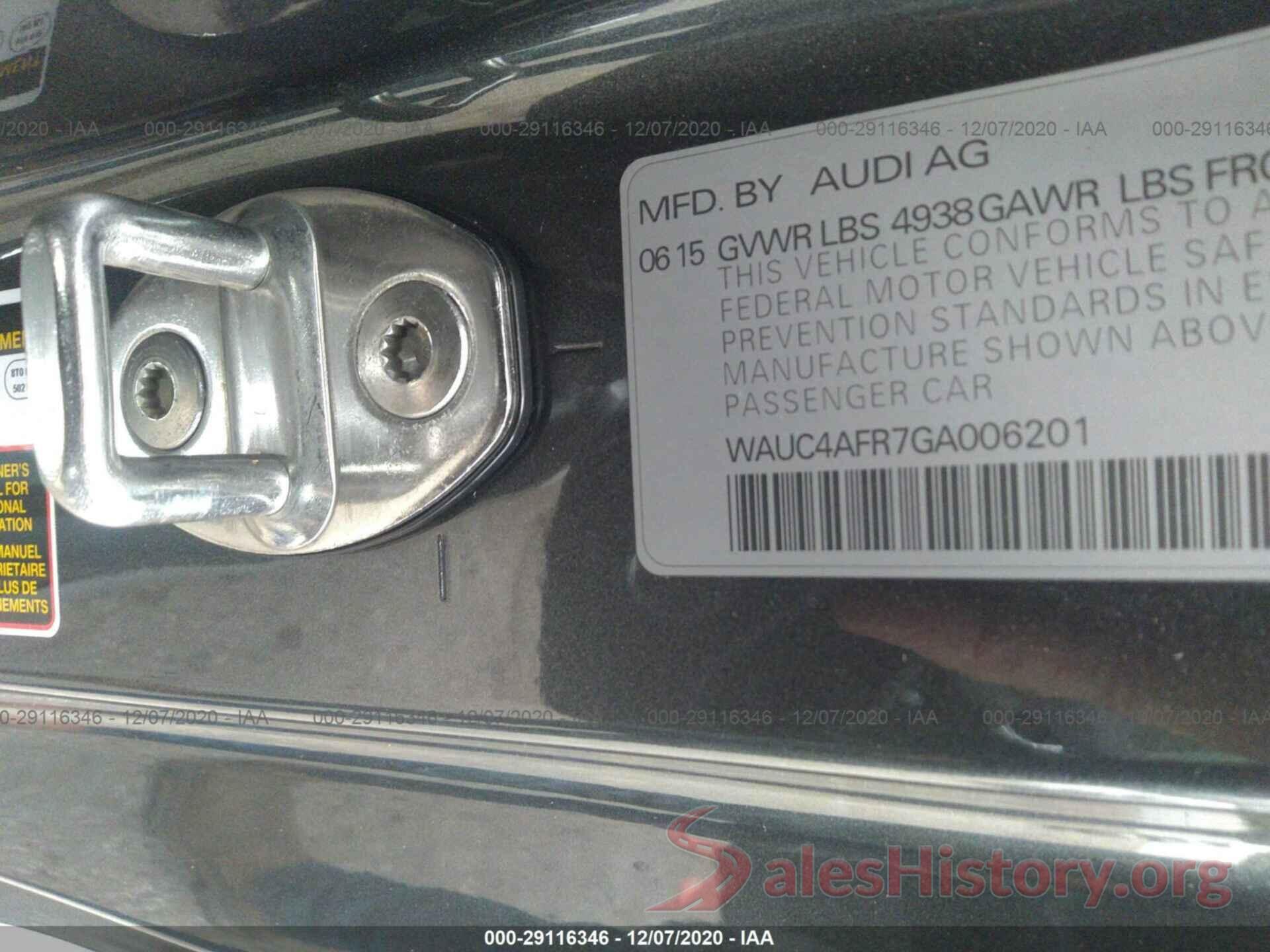 WAUC4AFR7GA006201 2016 AUDI S5