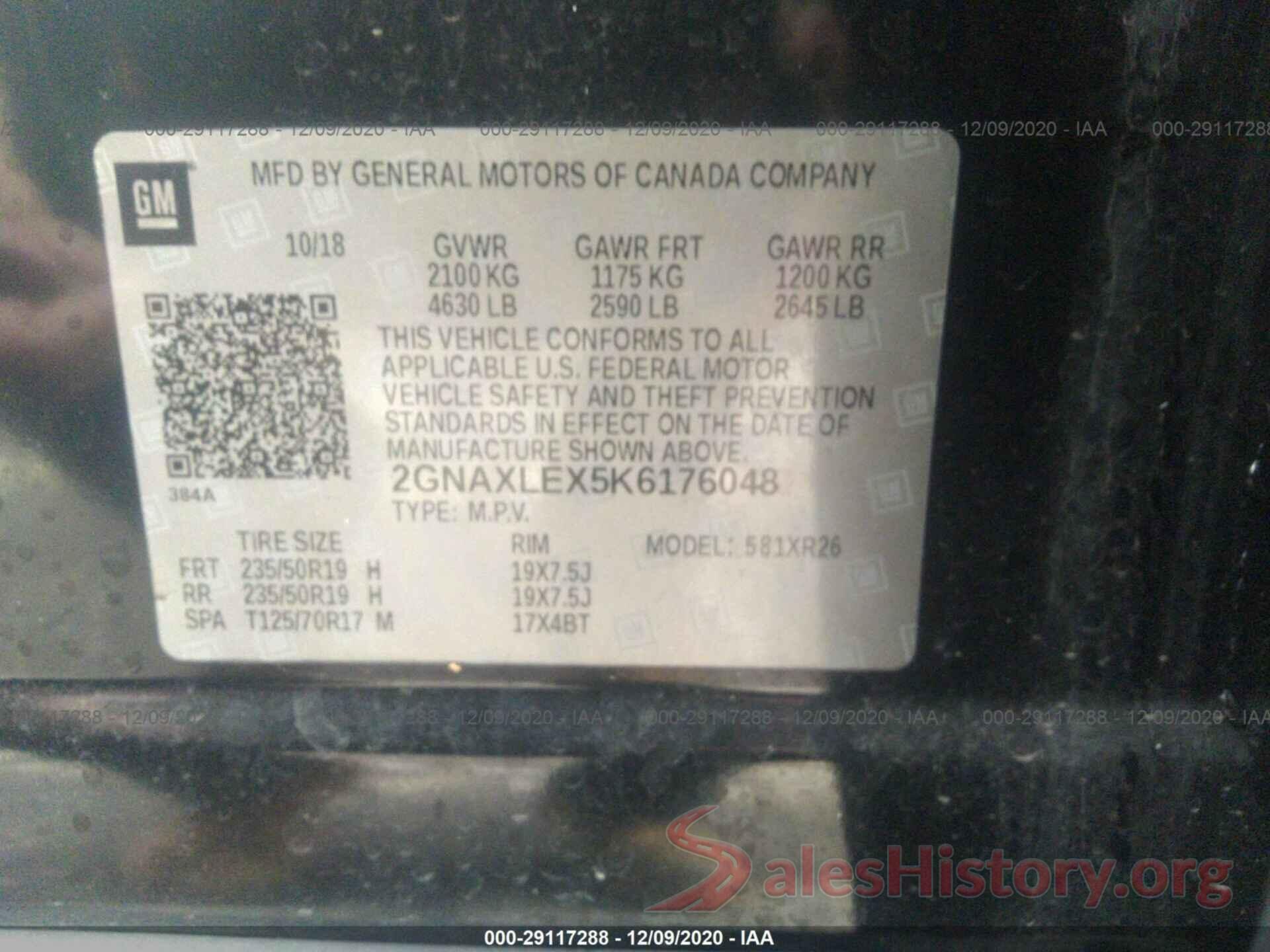 2GNAXLEX5K6176048 2019 CHEVROLET EQUINOX