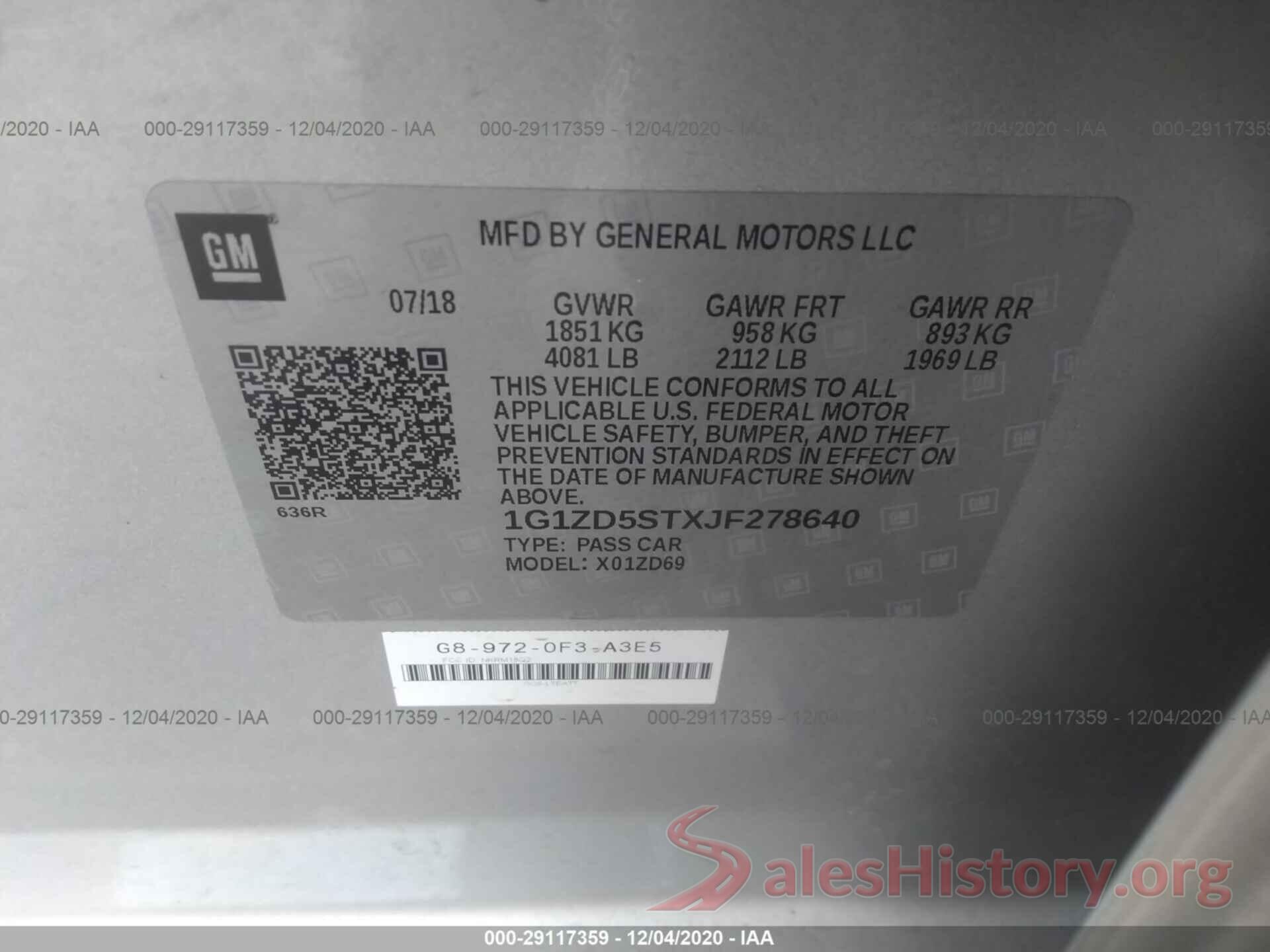 1G1ZD5STXJF278640 2018 CHEVROLET MALIBU