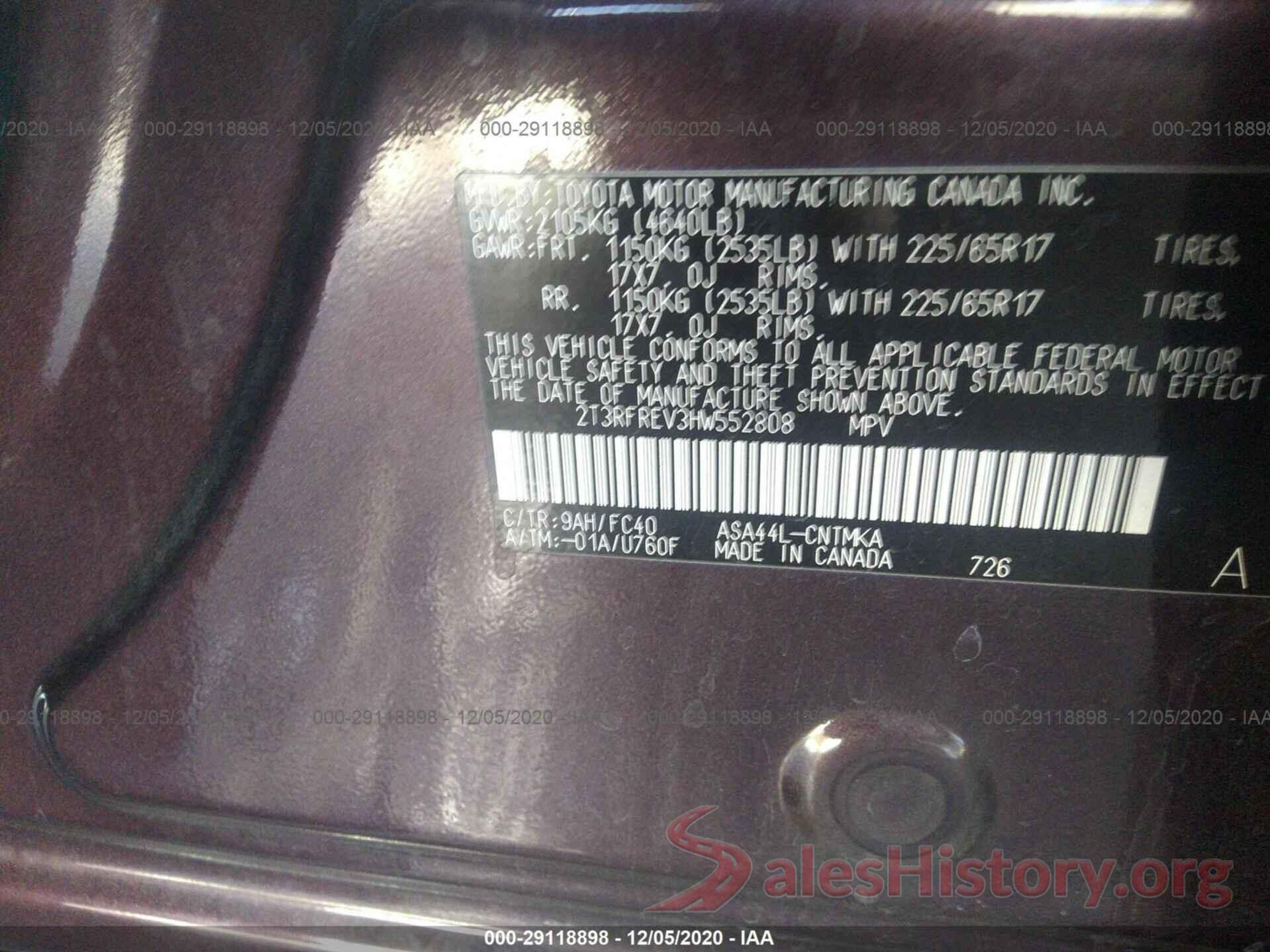 2T3RFREV3HW552808 2017 TOYOTA RAV4