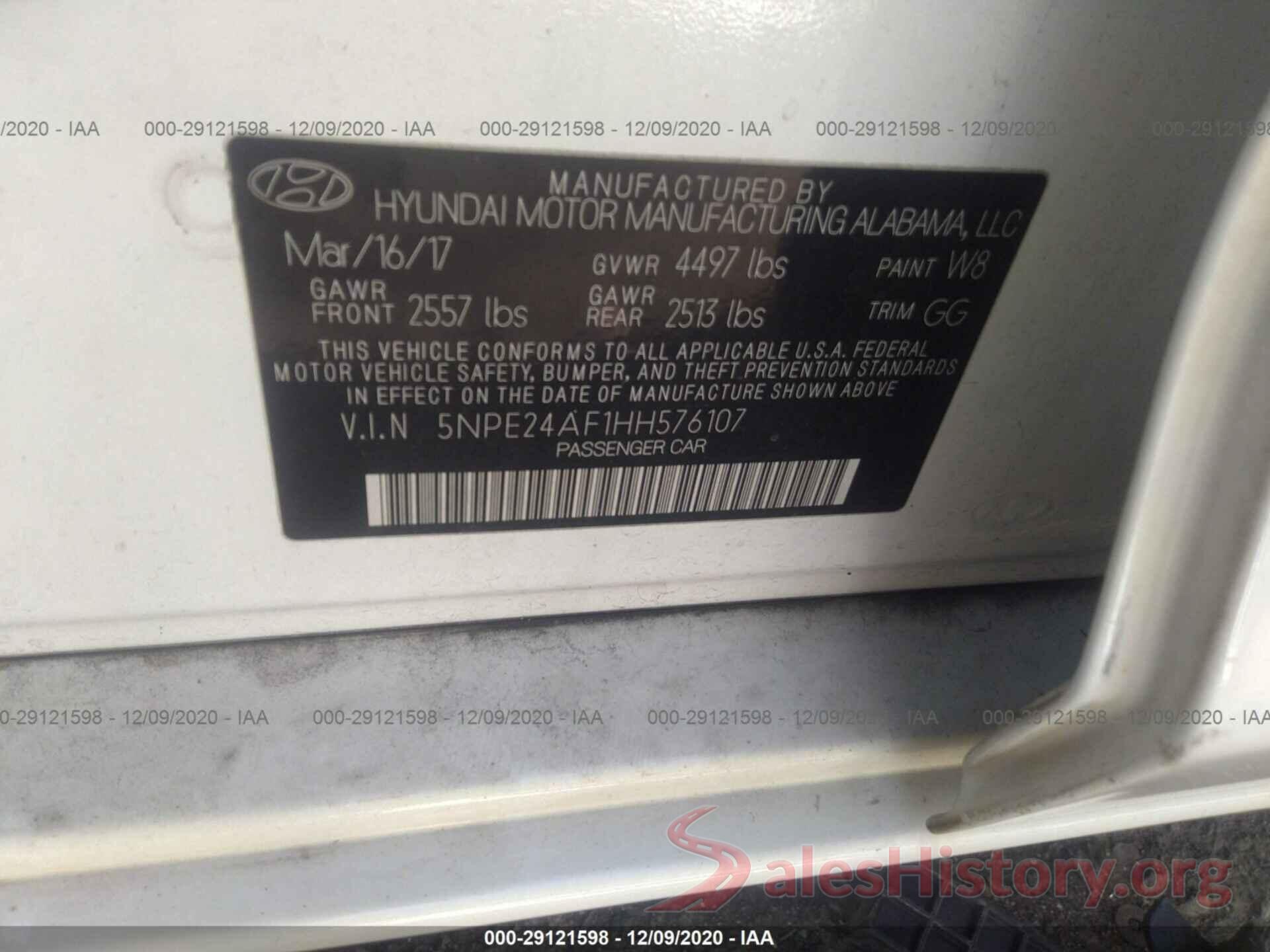 5NPE24AF1HH576107 2017 HYUNDAI SONATA