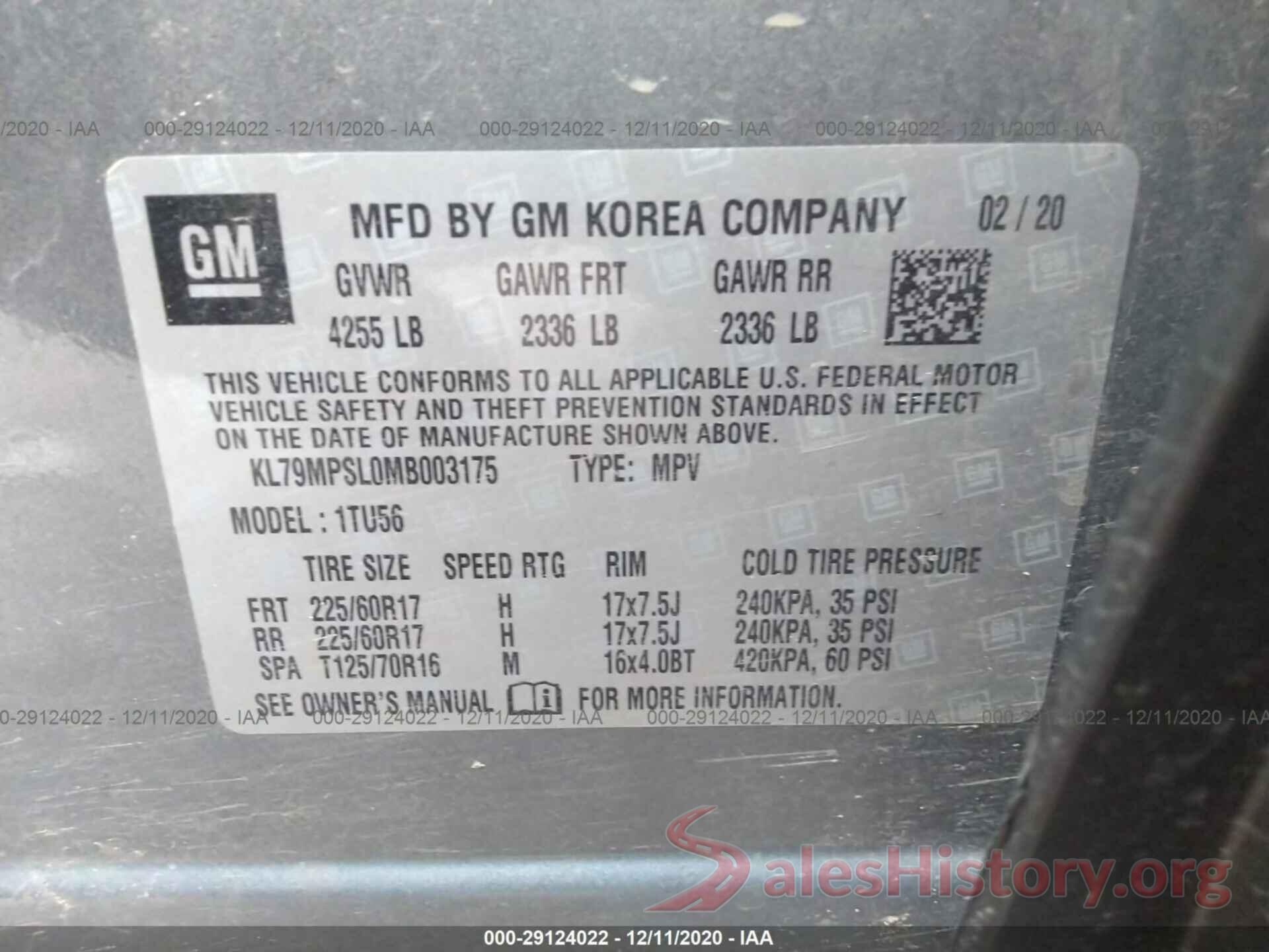 KL79MPSL0MB003175 2021 CHEVROLET TRAILBLAZER