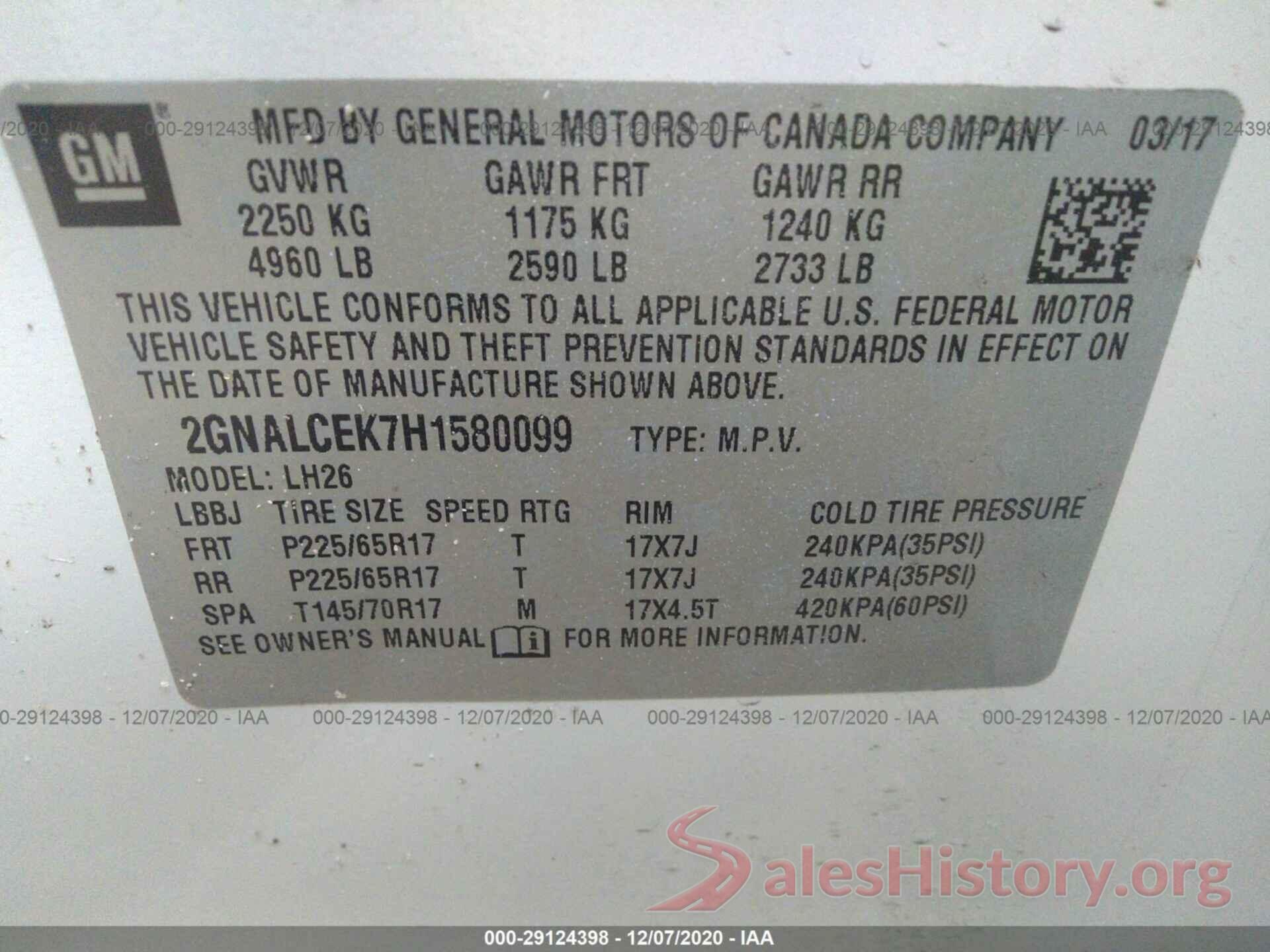 2GNALCEK7H1580099 2017 CHEVROLET EQUINOX