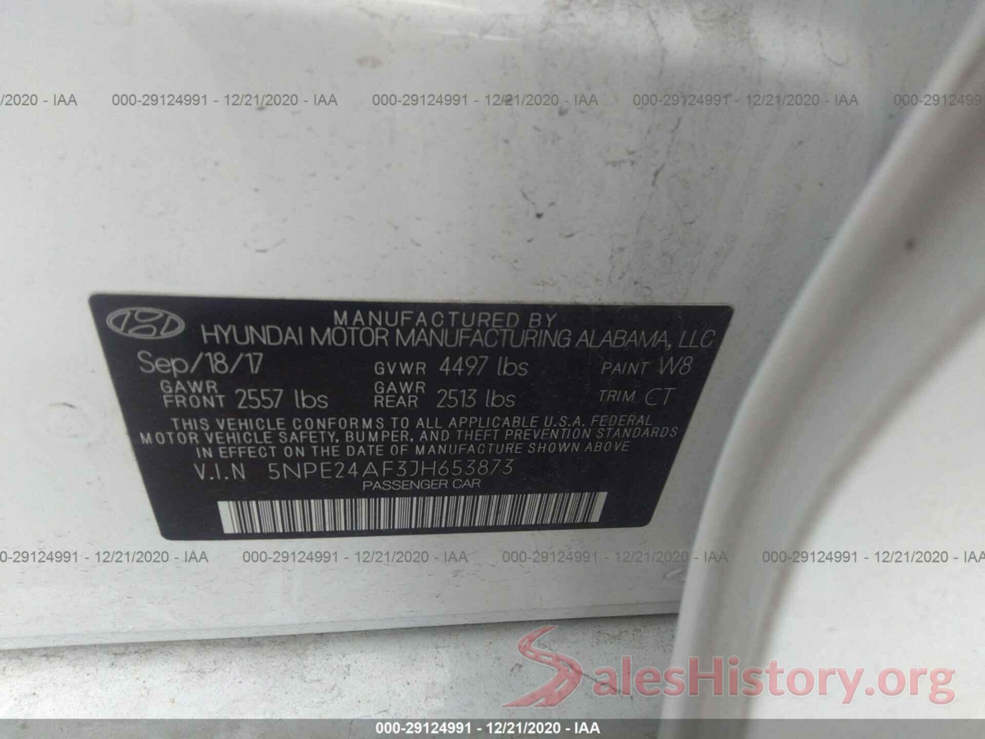 5NPE24AF3JH653873 2018 HYUNDAI SONATA