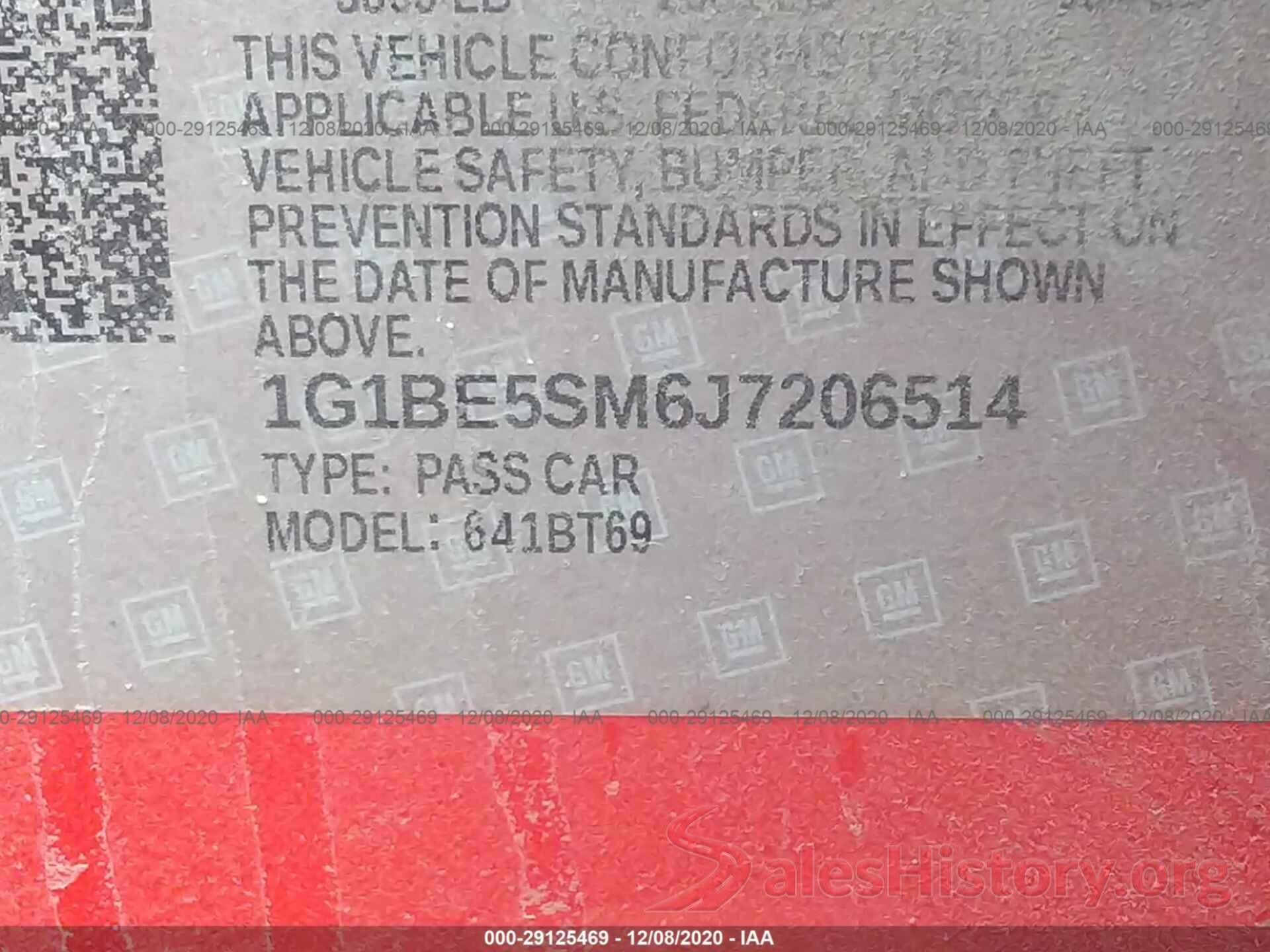 1G1BE5SM6J7206514 2018 CHEVROLET CRUZE