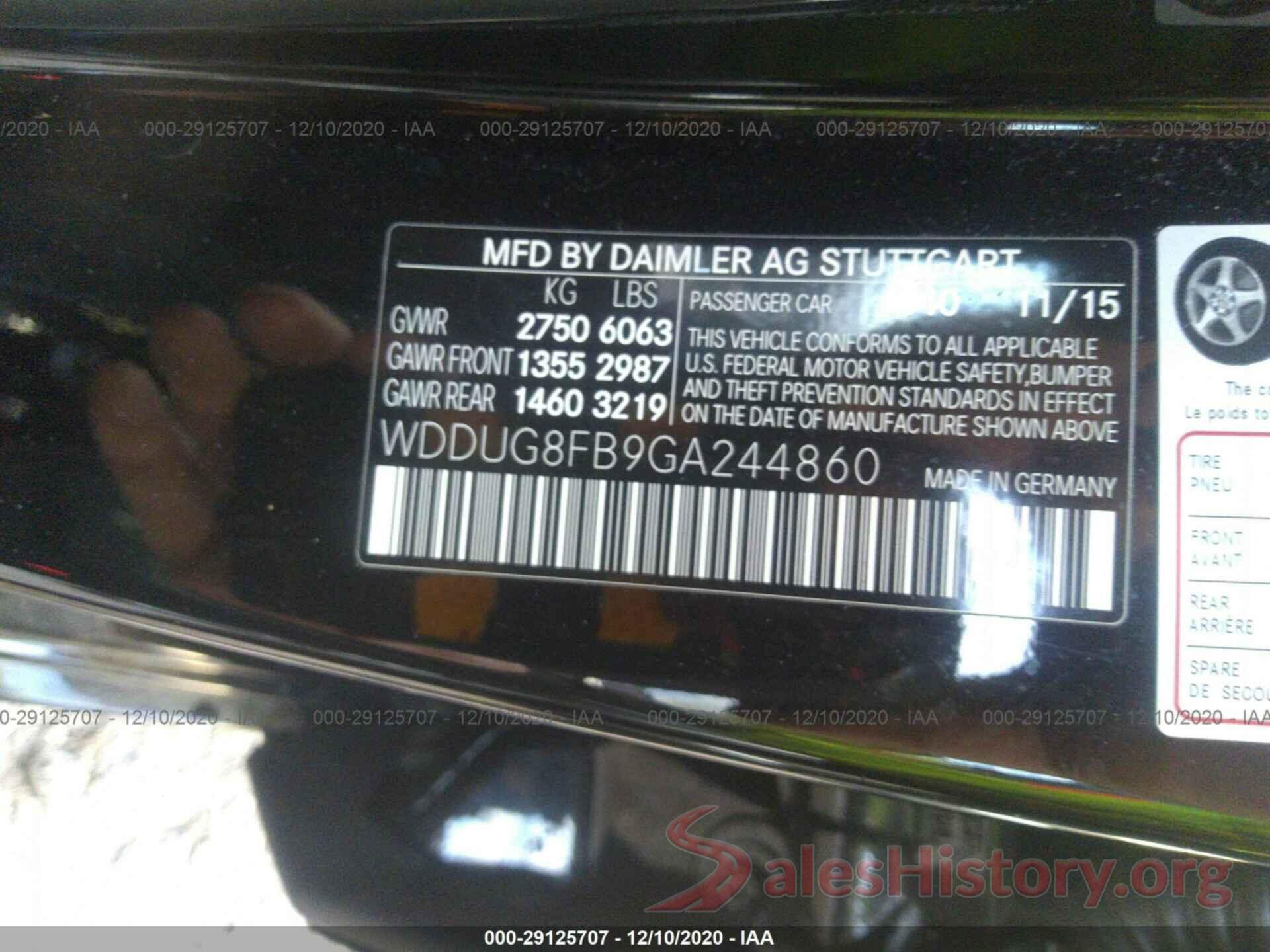 WDDUG8FB9GA244860 2016 MERCEDES-BENZ S-CLASS