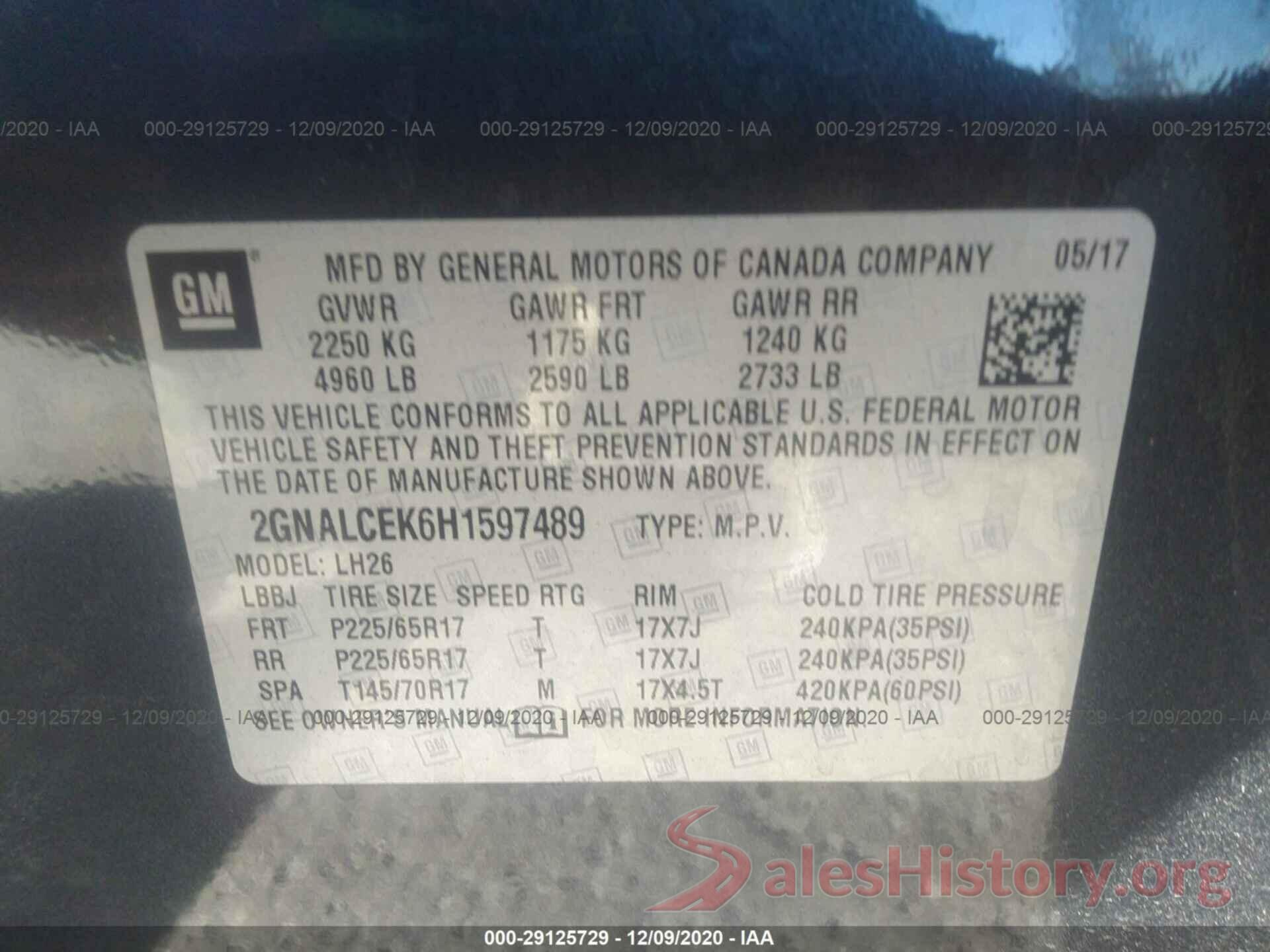 2GNALCEK6H1597489 2017 CHEVROLET EQUINOX