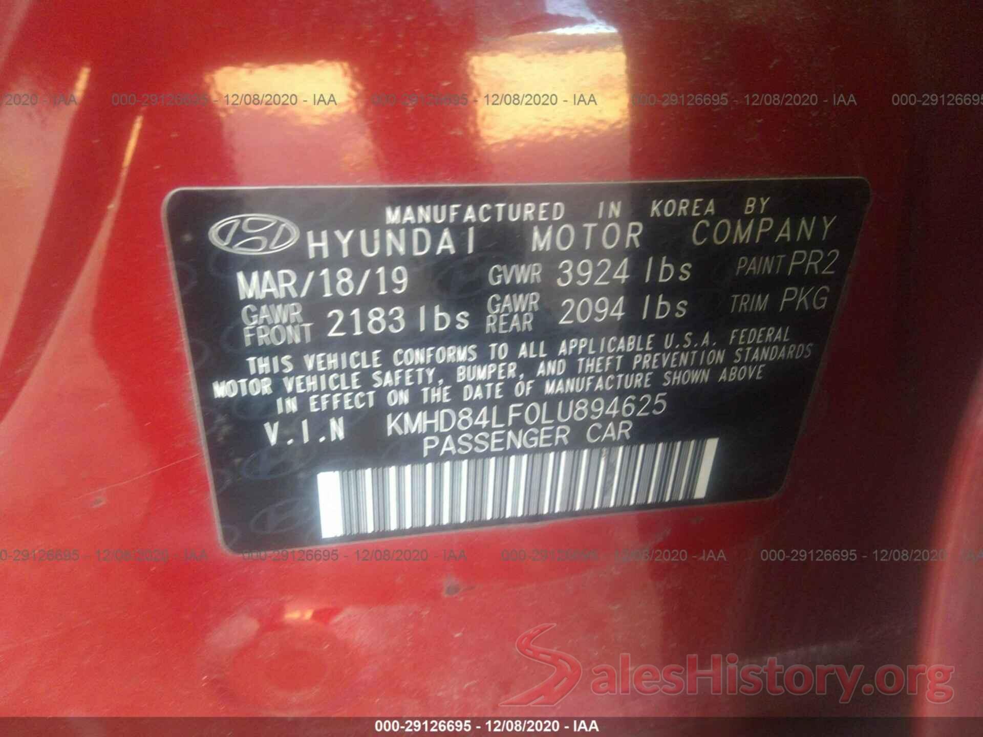 KMHD84LF0LU894625 2020 HYUNDAI ELANTRA