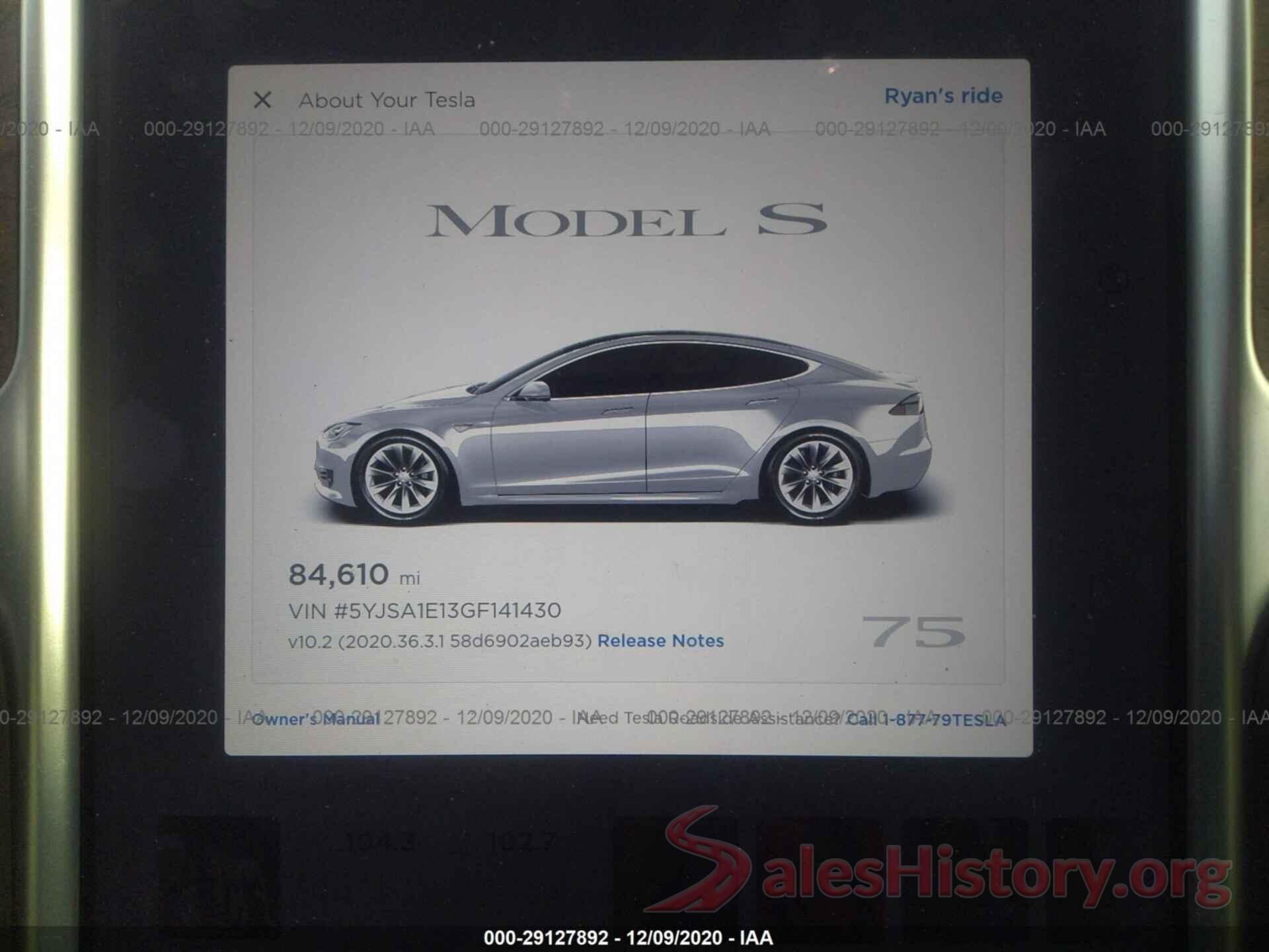 5YJSA1E13GF141430 2016 TESLA MODEL S