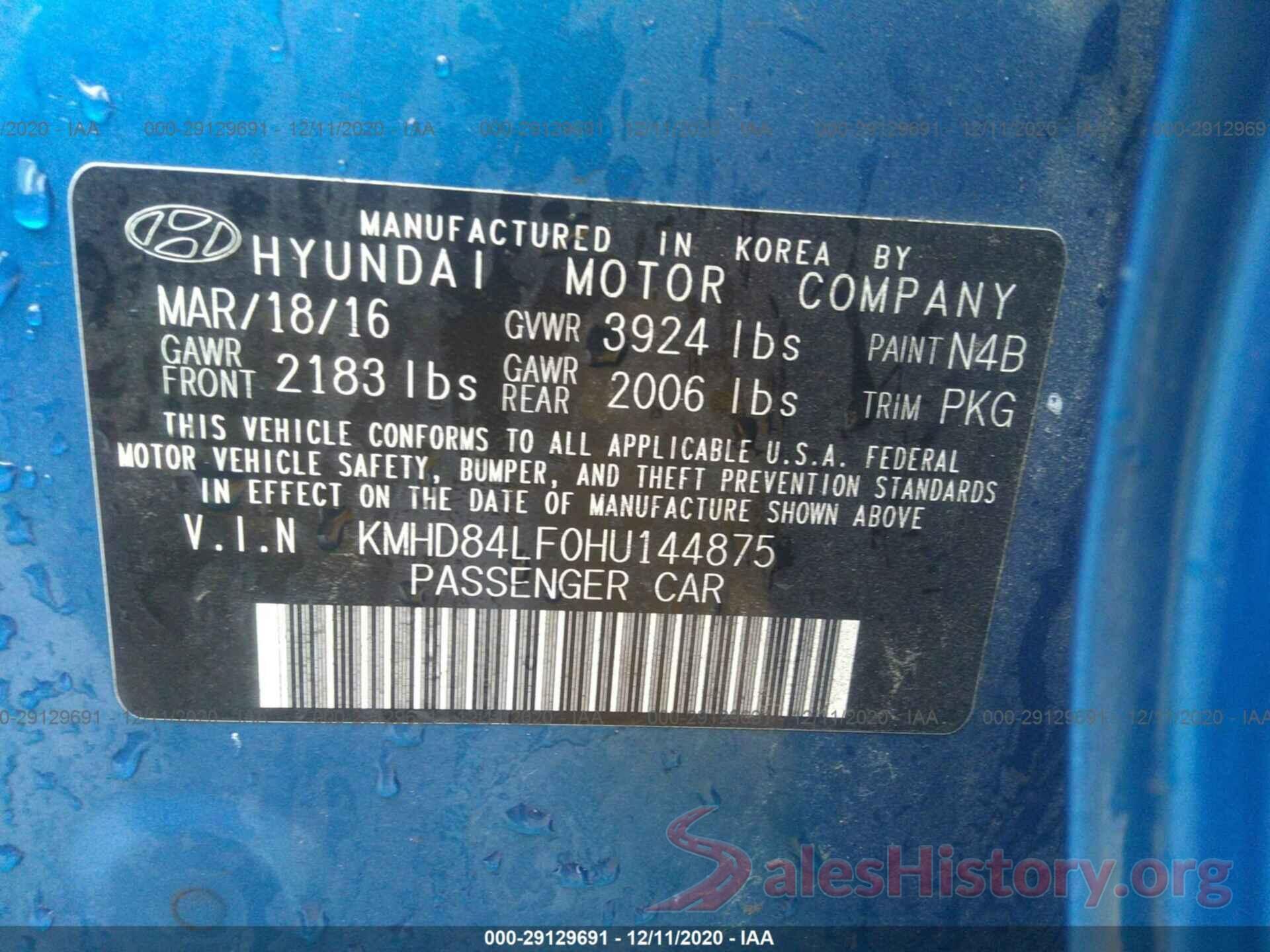 KMHD84LF0HU144875 2017 HYUNDAI ELANTRA