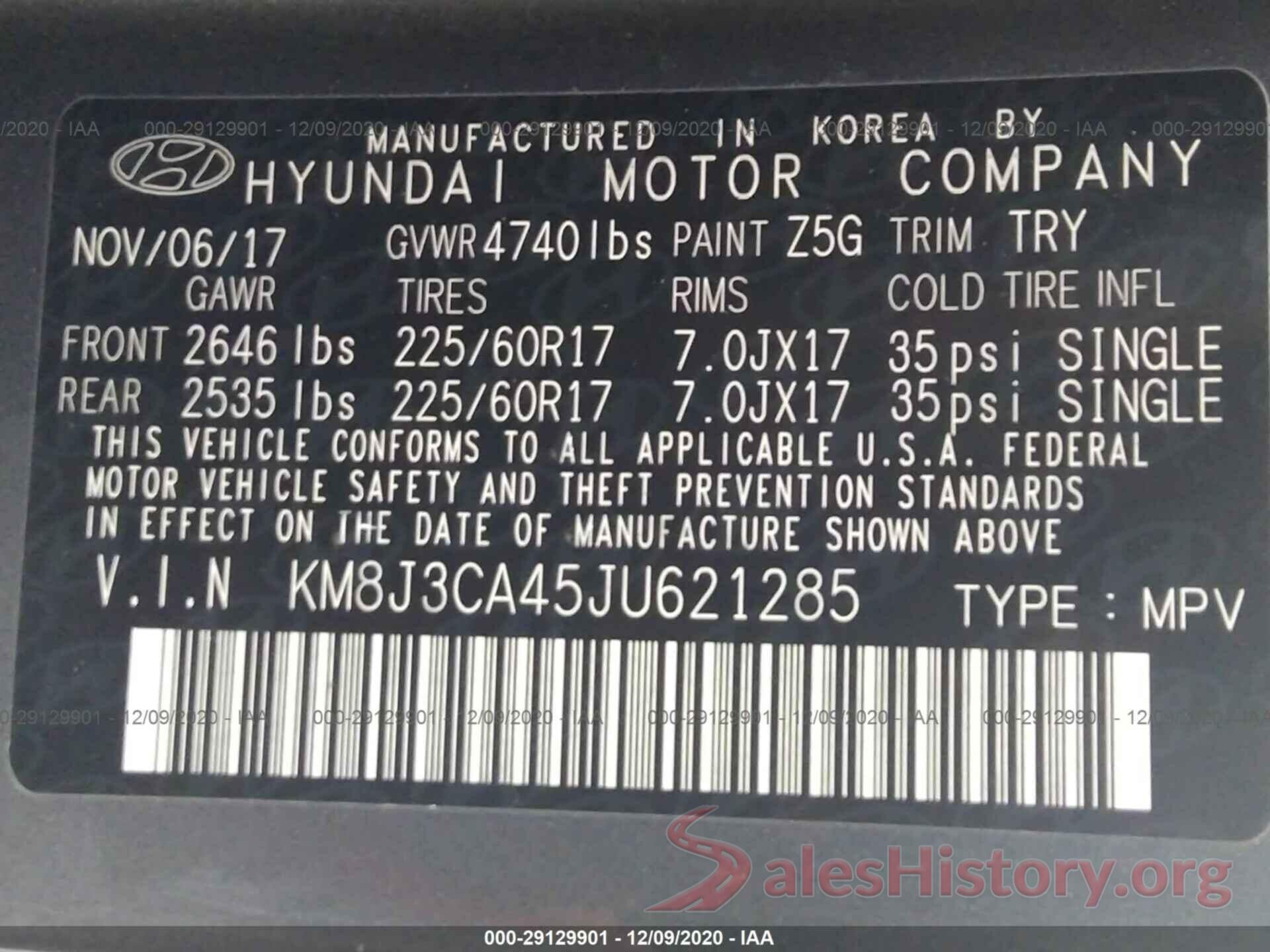 KM8J3CA45JU621285 2018 HYUNDAI TUCSON