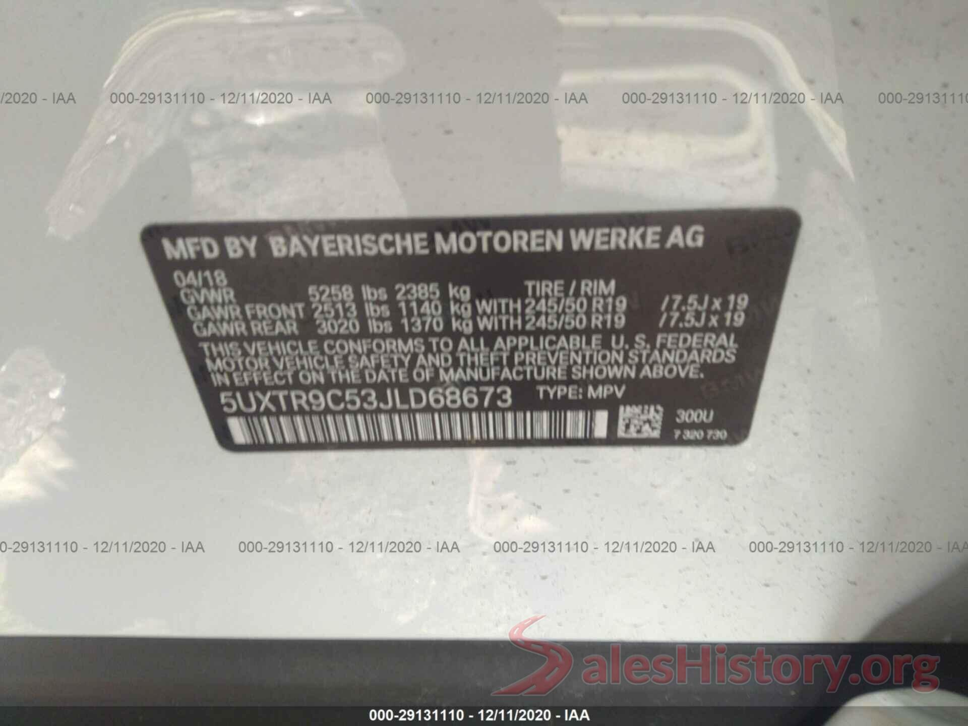 5UXTR9C53JLD68673 2018 BMW X3