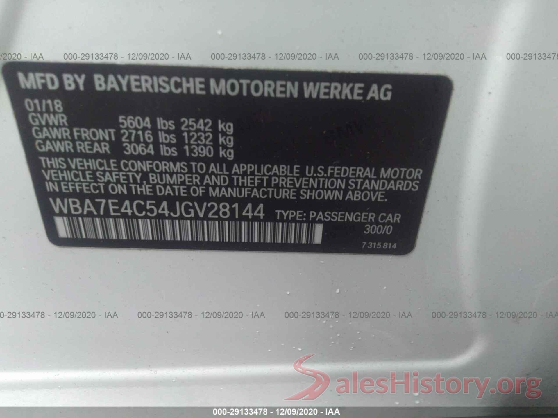 WBA7E4C54JGV28144 2018 BMW 7 SERIES