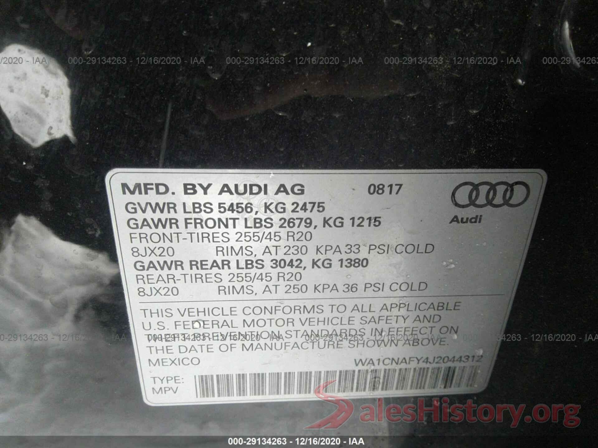 WA1CNAFY4J2044312 2018 AUDI Q5