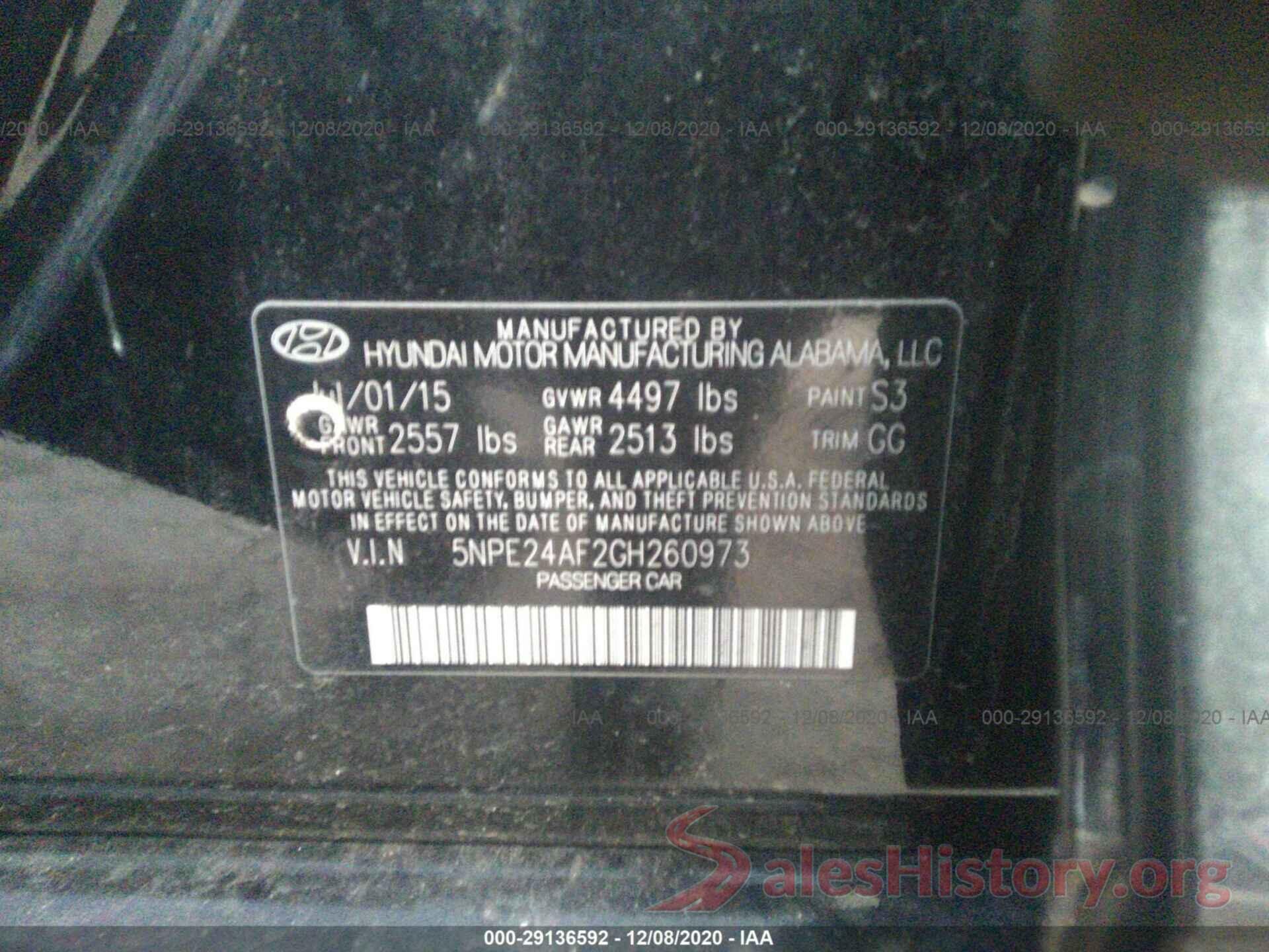 5NPE24AF2GH260973 2016 HYUNDAI SONATA