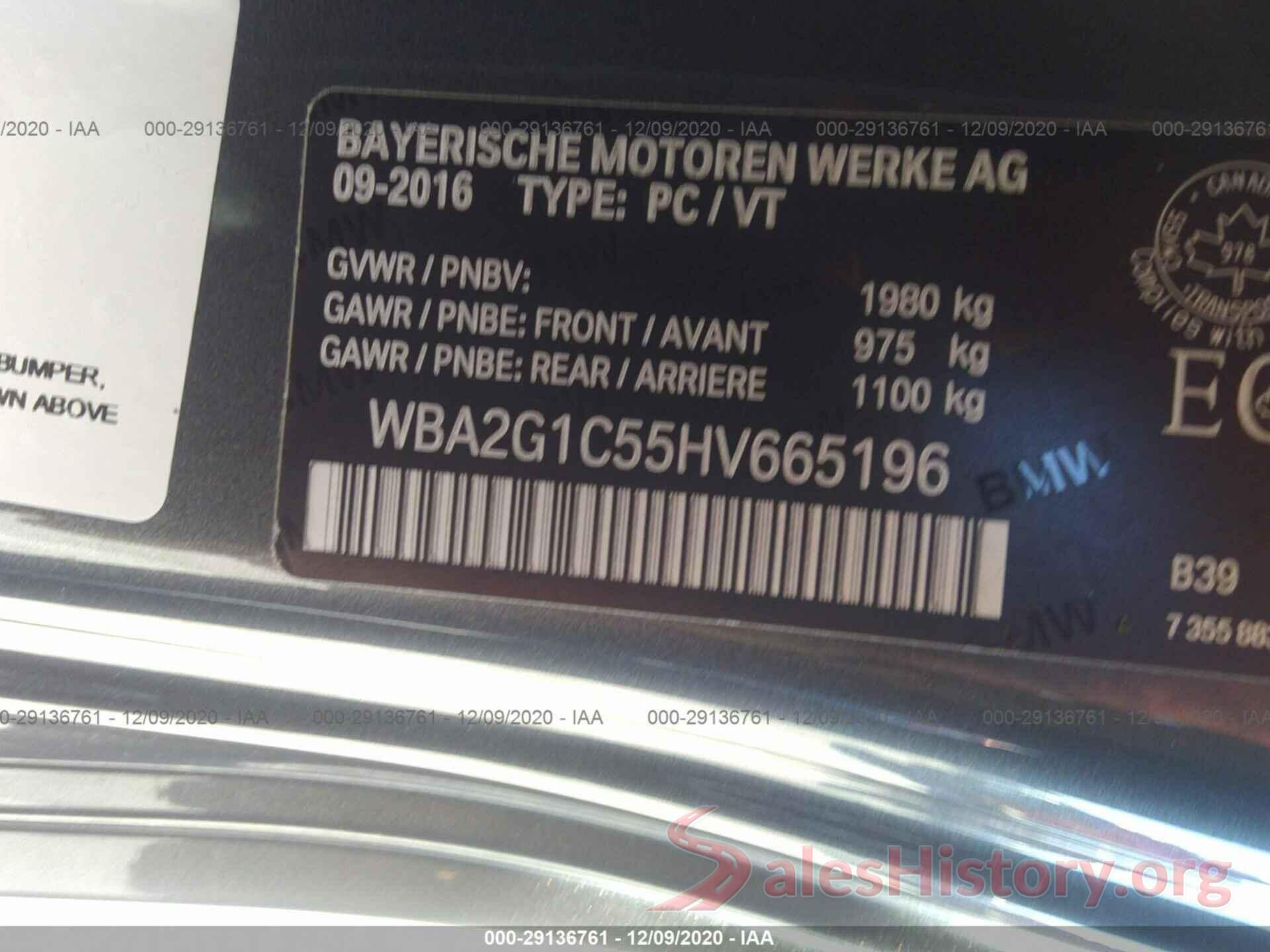 WBA2G1C55HV665196 2017 BMW 2 SERIES