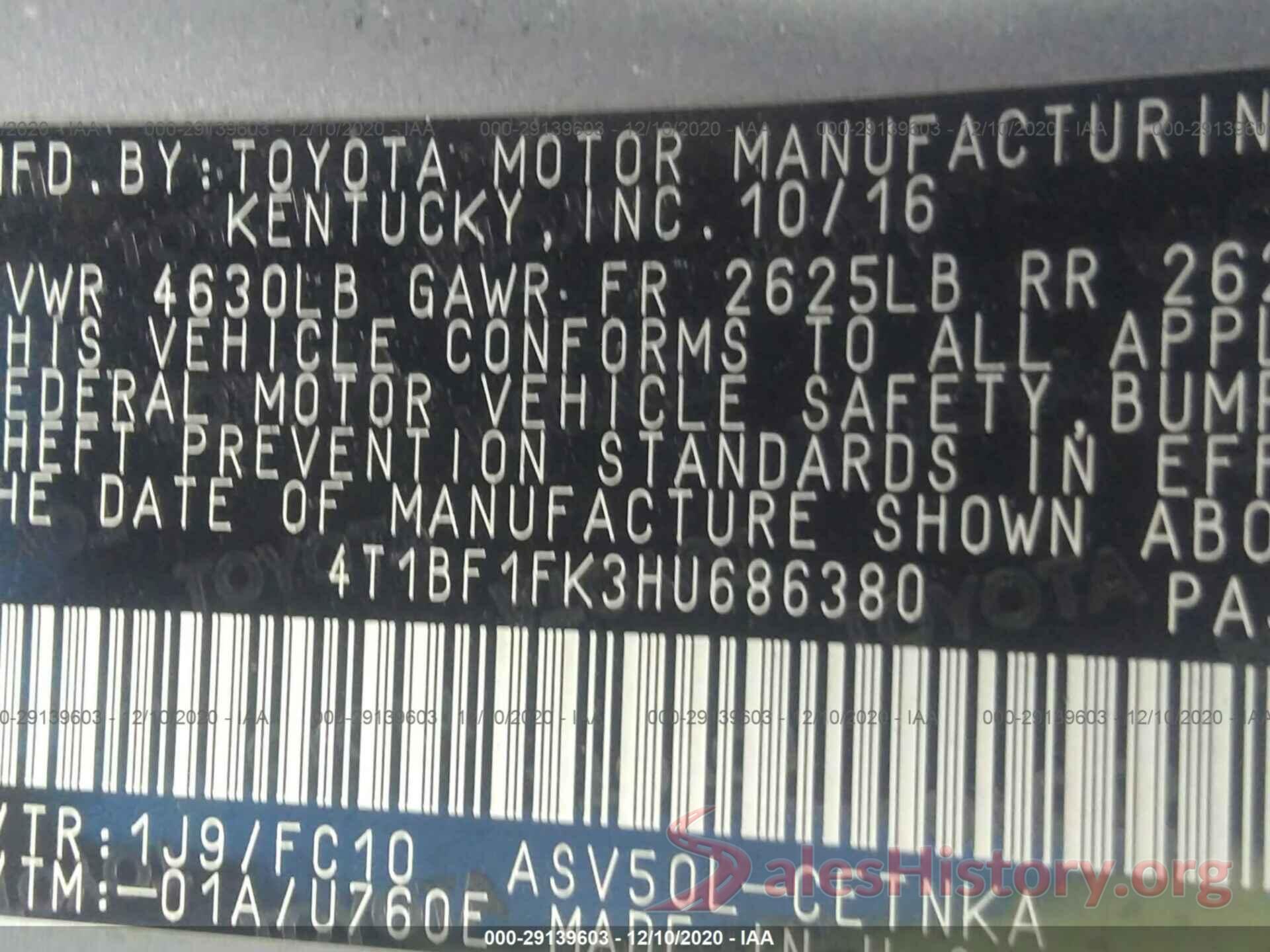 4T1BF1FK3HU686380 2017 TOYOTA CAMRY