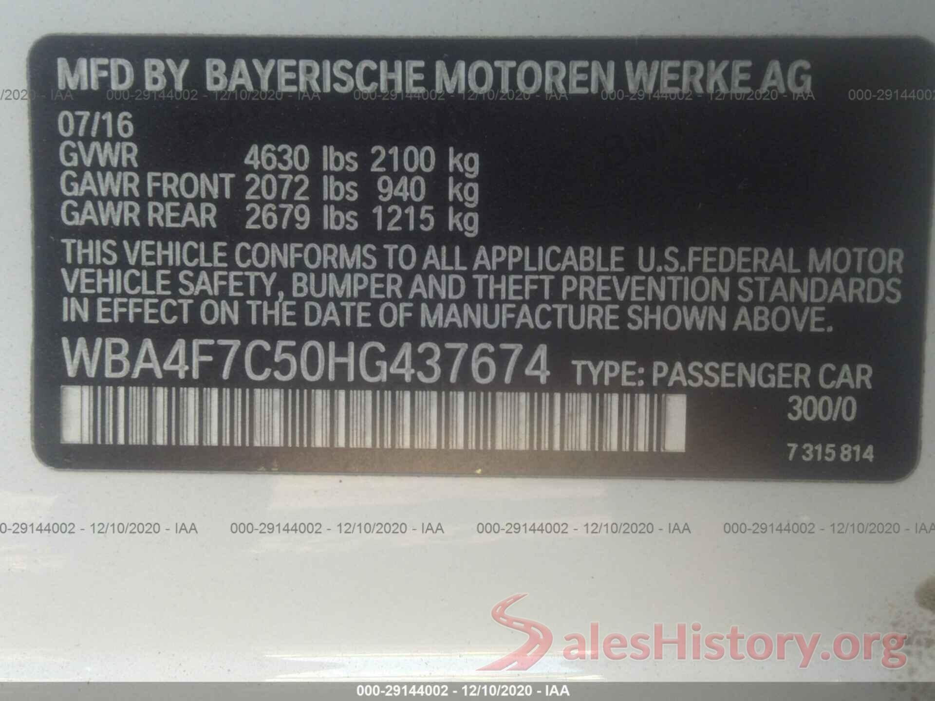 WBA4F7C50HG437674 2017 BMW 4 SERIES