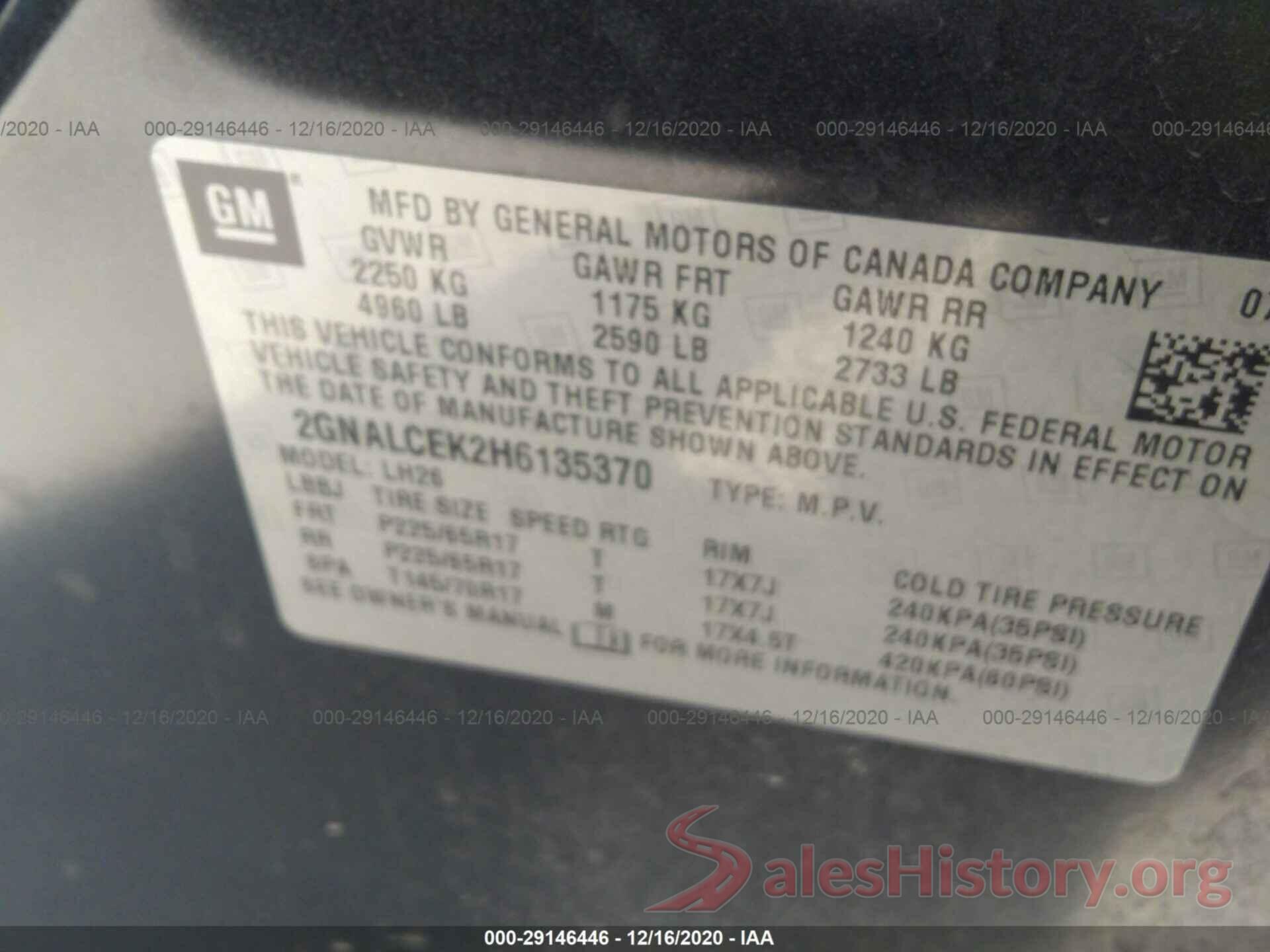 2GNALCEK2H6135370 2017 CHEVROLET EQUINOX