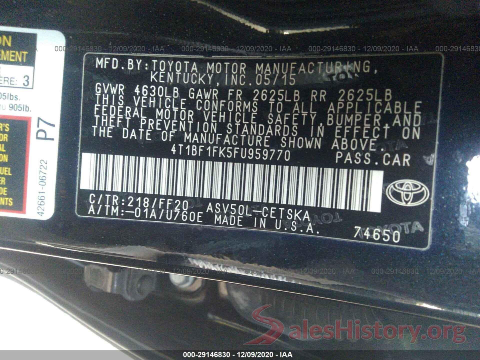 4T1BF1FK5FU959770 2015 TOYOTA CAMRY