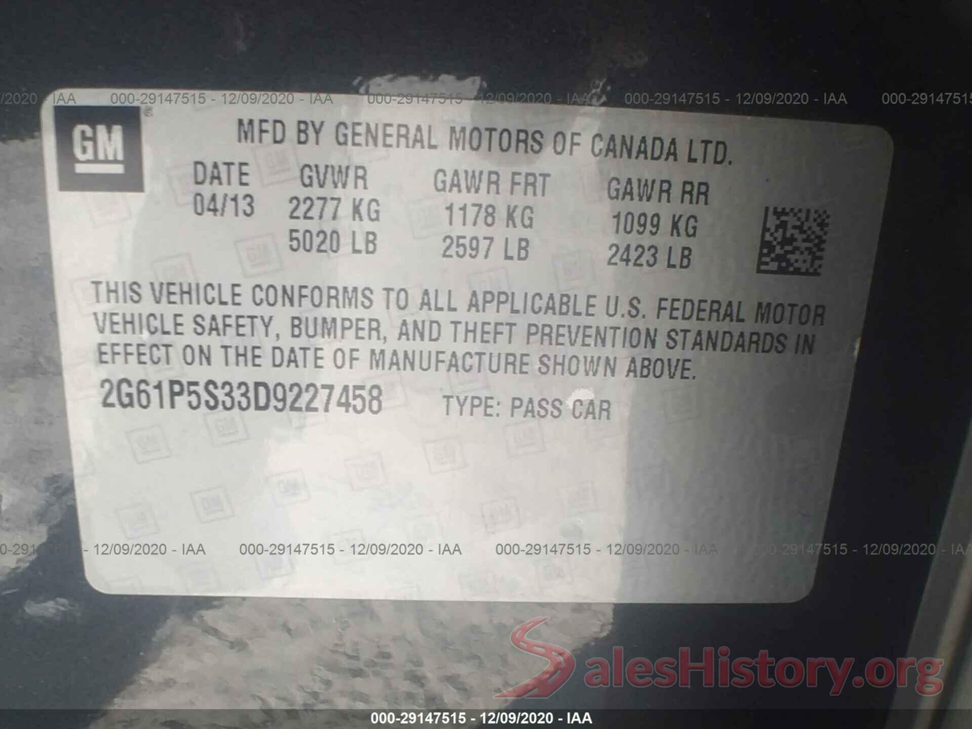 2G61P5S33D9227458 2013 CADILLAC XTS