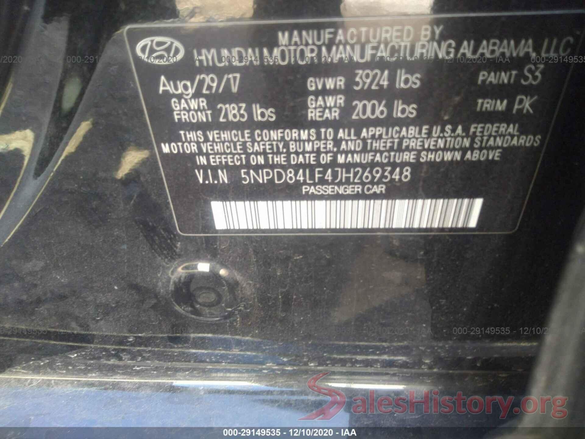 5NPD84LF4JH269348 2018 HYUNDAI ELANTRA