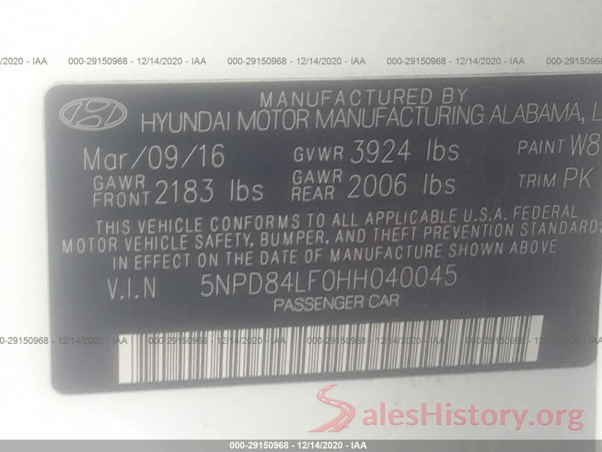 5NPD84LF0HH040045 2017 HYUNDAI ELANTRA