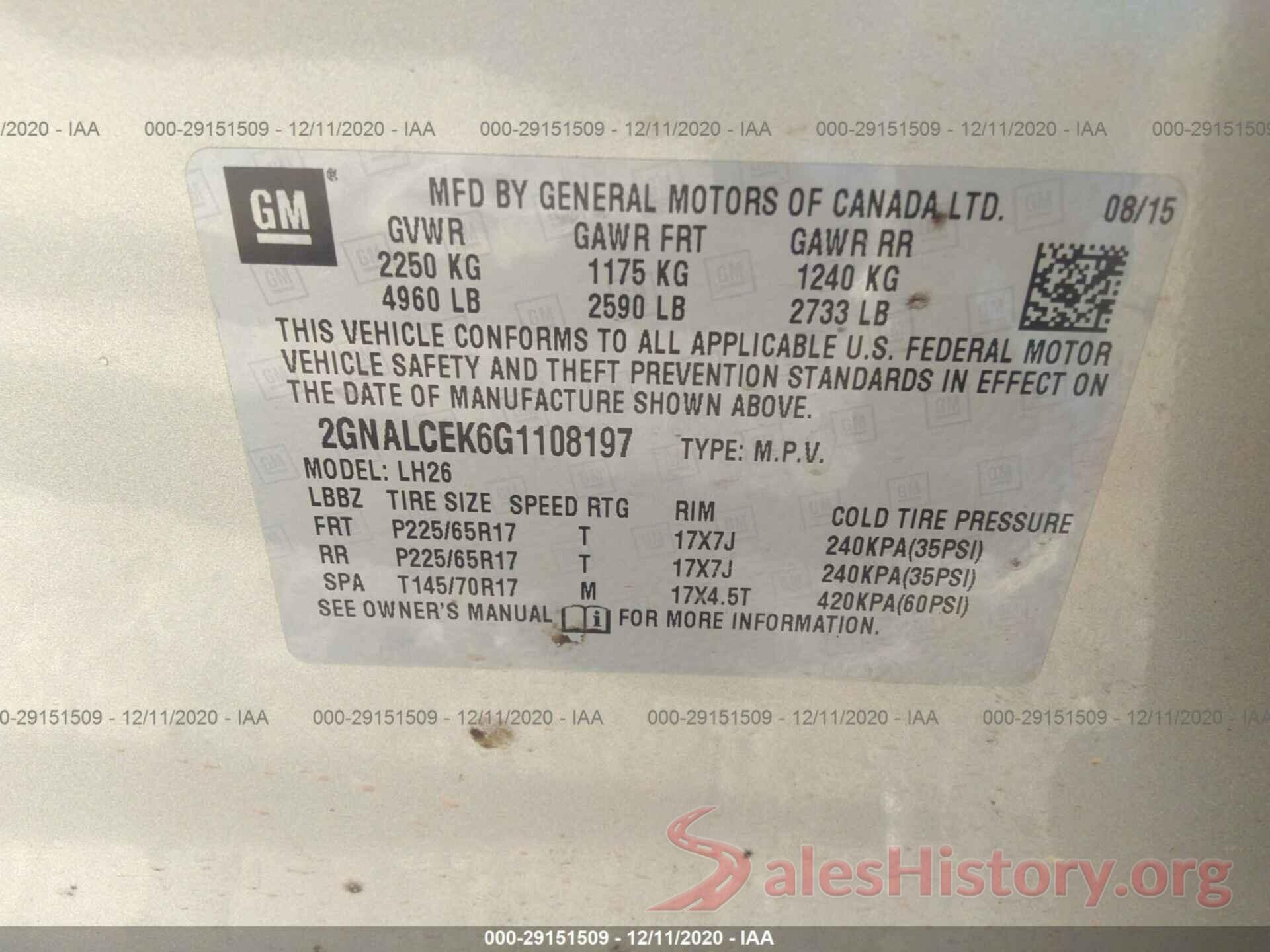 2GNALCEK6G1108197 2016 CHEVROLET EQUINOX