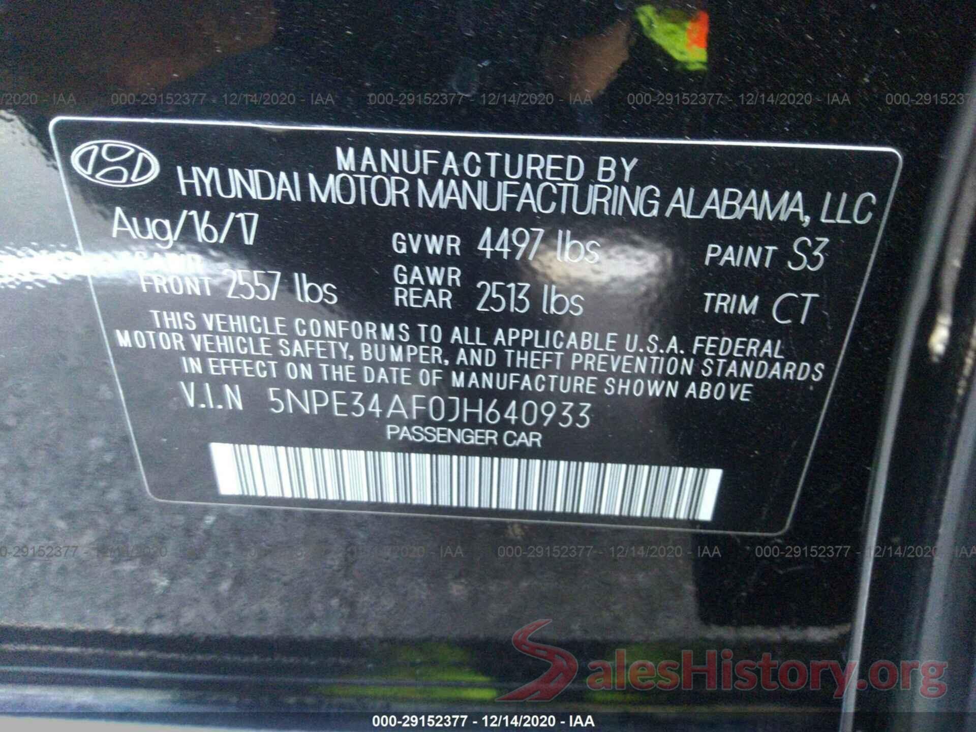 5NPE34AF0JH640933 2018 HYUNDAI SONATA