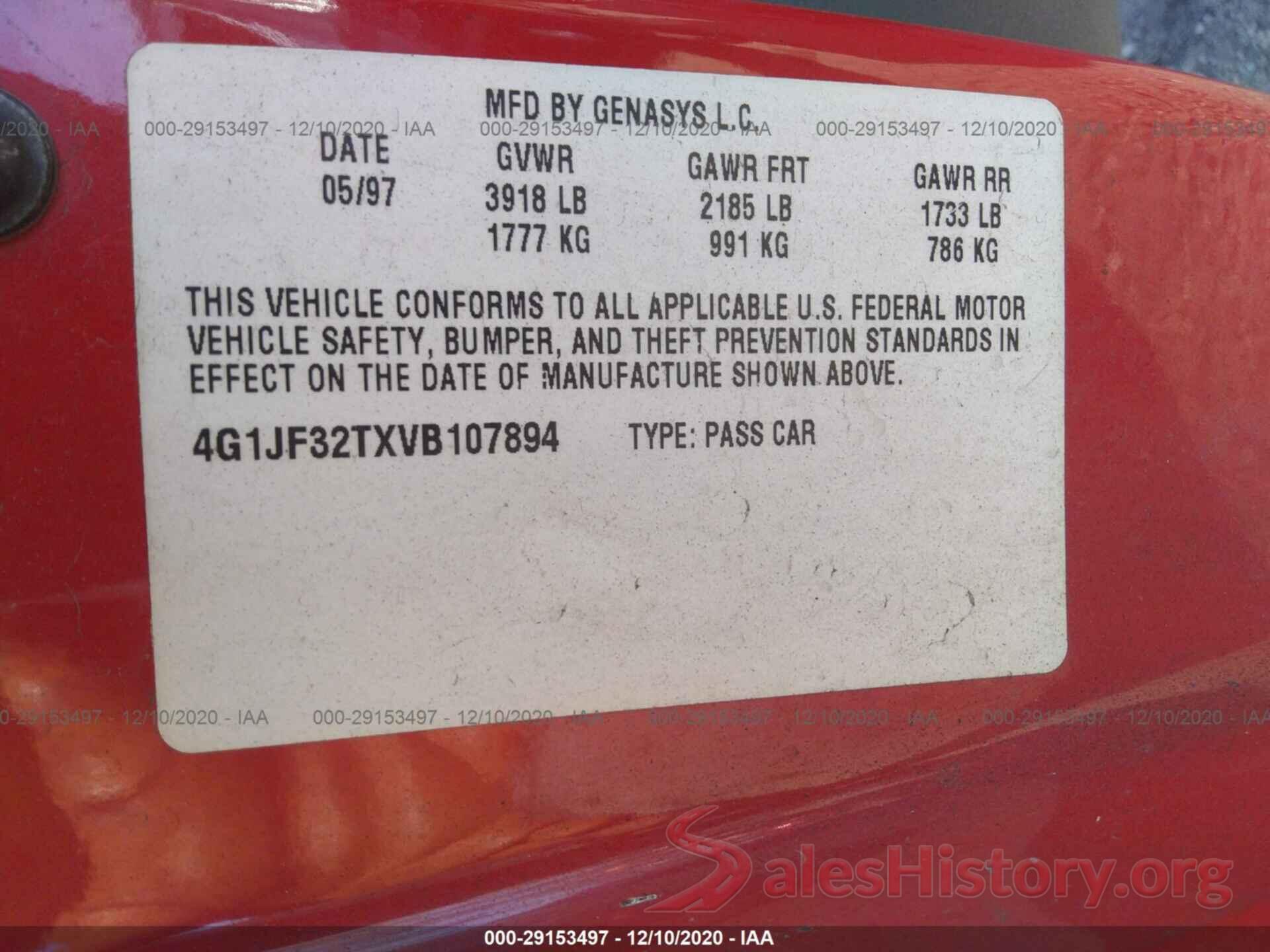 4G1JF32TXVB107894 1997 CHEVROLET CAVALIER