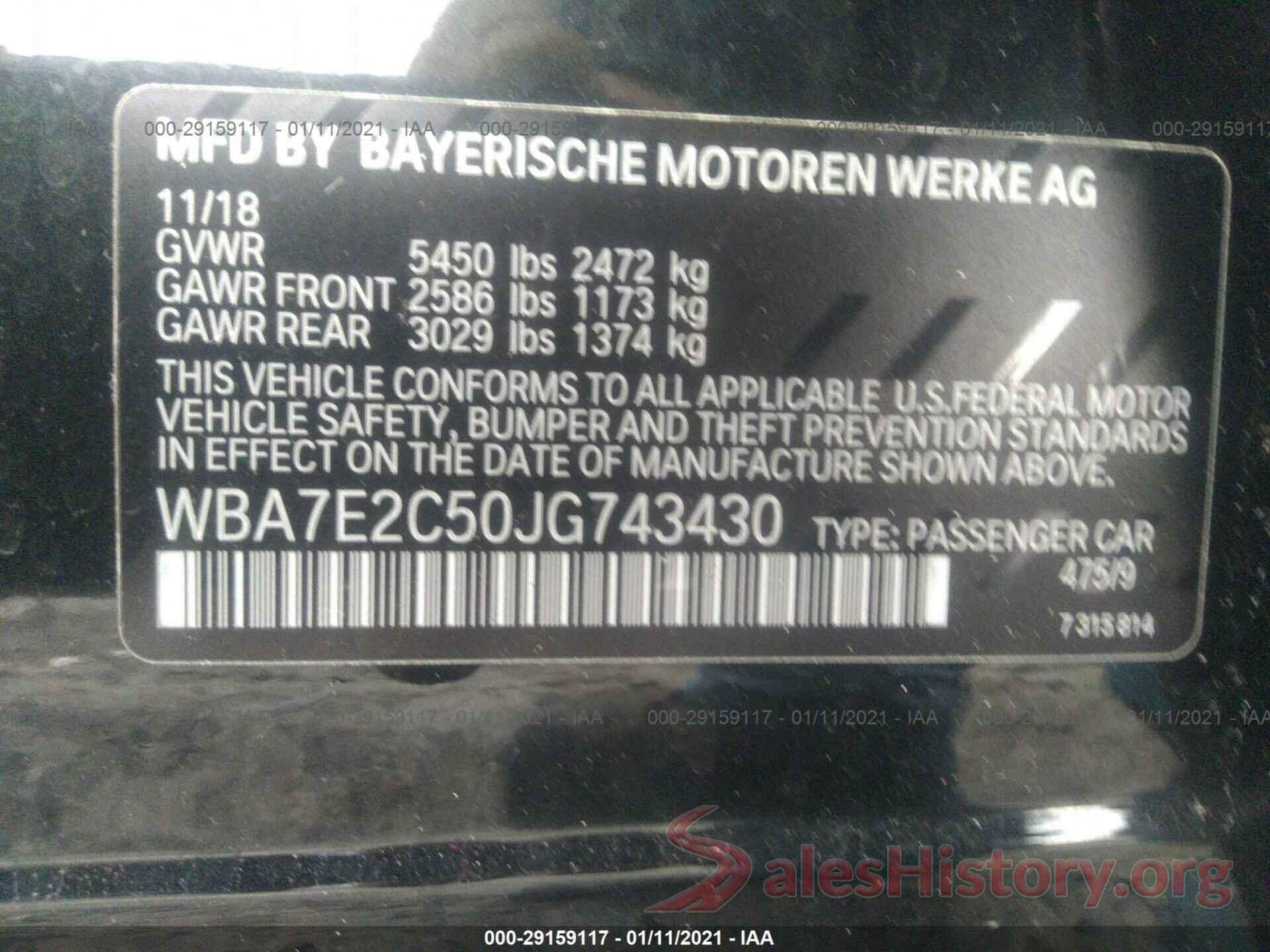 WBA7E2C50JG743430 2018 BMW 7 SERIES