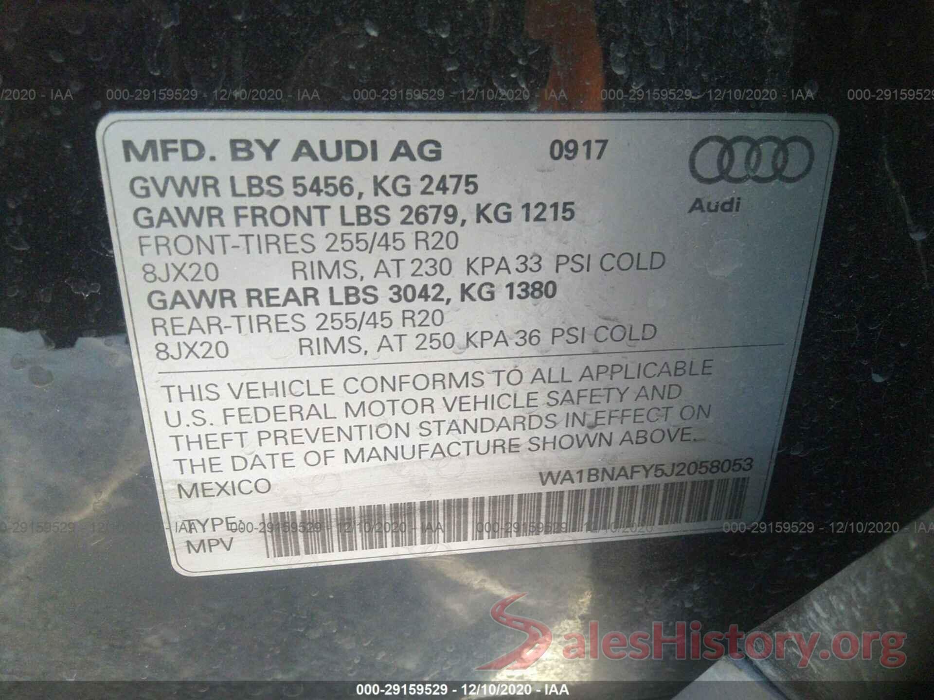 WA1BNAFY5J2058053 2018 AUDI Q5